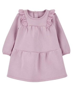 Vestido bebê evasê manga longa babados e calcinha lilás | Carter's