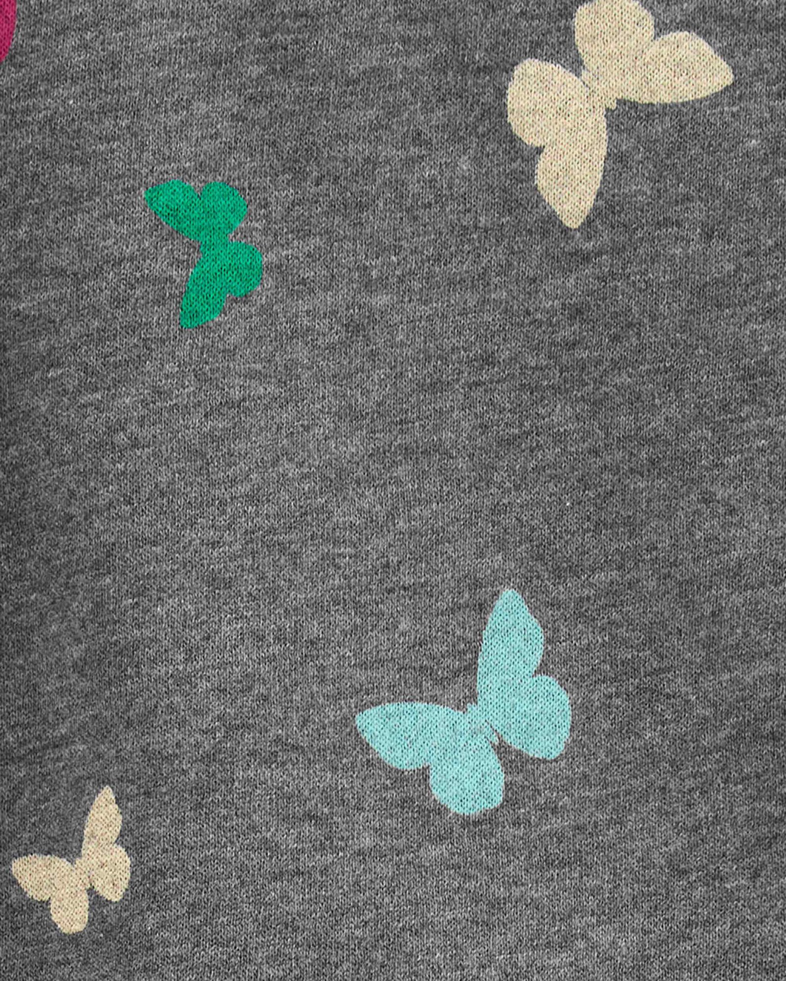 Blusa de moletom bebê peluciada borboletas cinza | Carter's