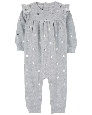 Macacão bebê com babados estrela metalizada cinza | Carter's