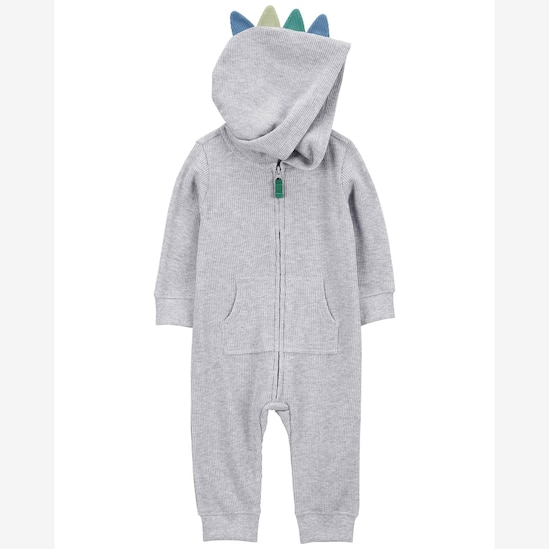 Macacão bebê texturizado com capuz dino interativo cinza | Carter's