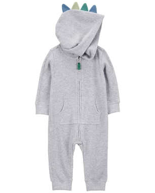 Macacão bebê texturizado com capuz dino interativo cinza | Carter's