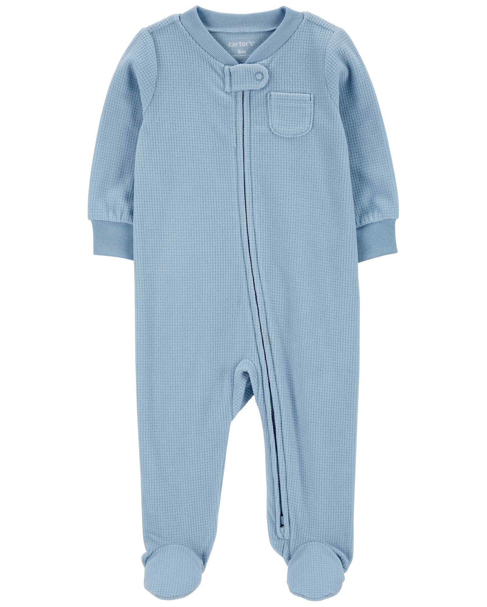 Macacão bebê em fleece com pezinhos e bolso azul | Carter's