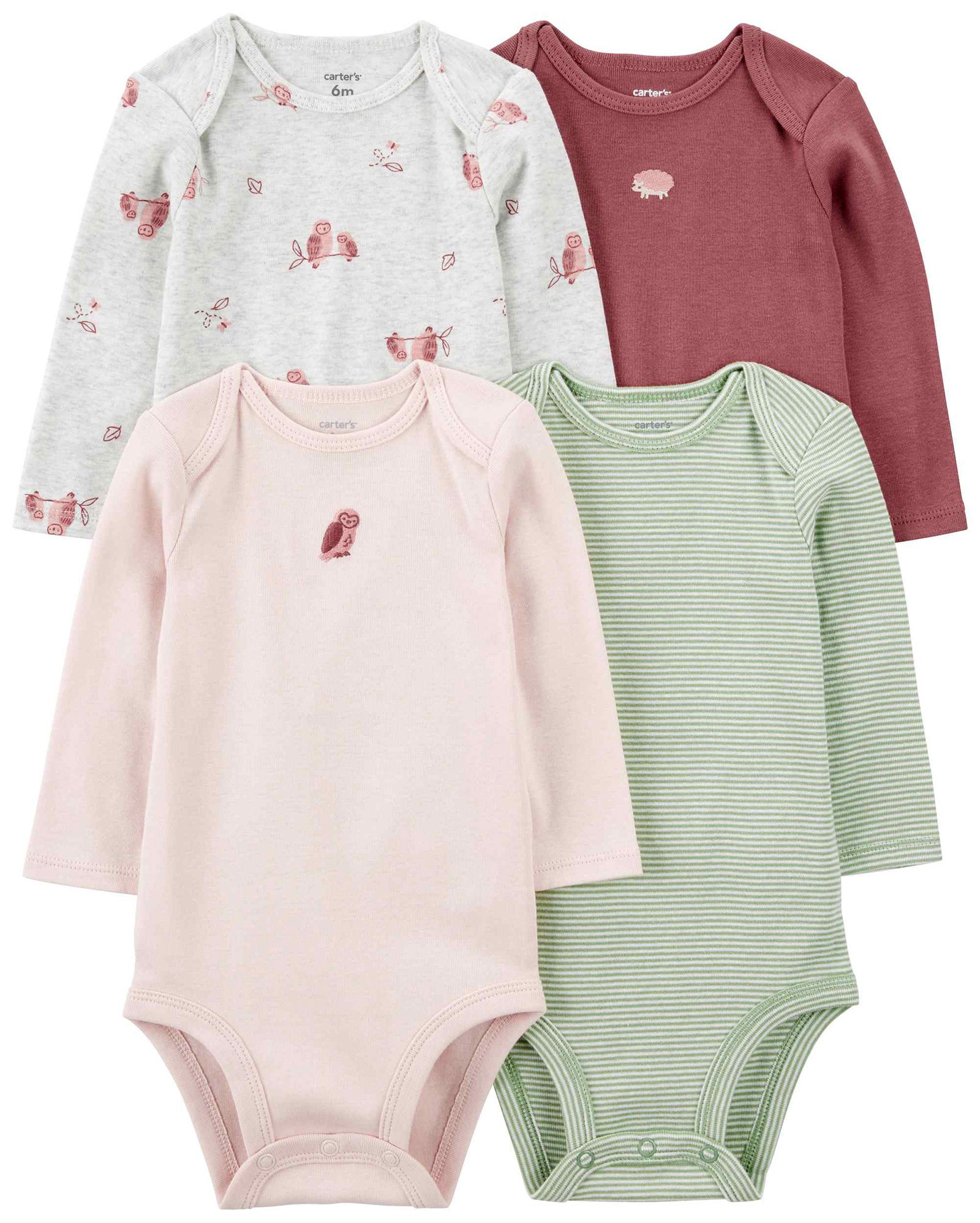 Kit body bebê 4 peças coruja e listras multicor | Carter's
