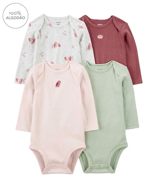 Kit body bebê 4 peças coruja e listras multicor | Carter's