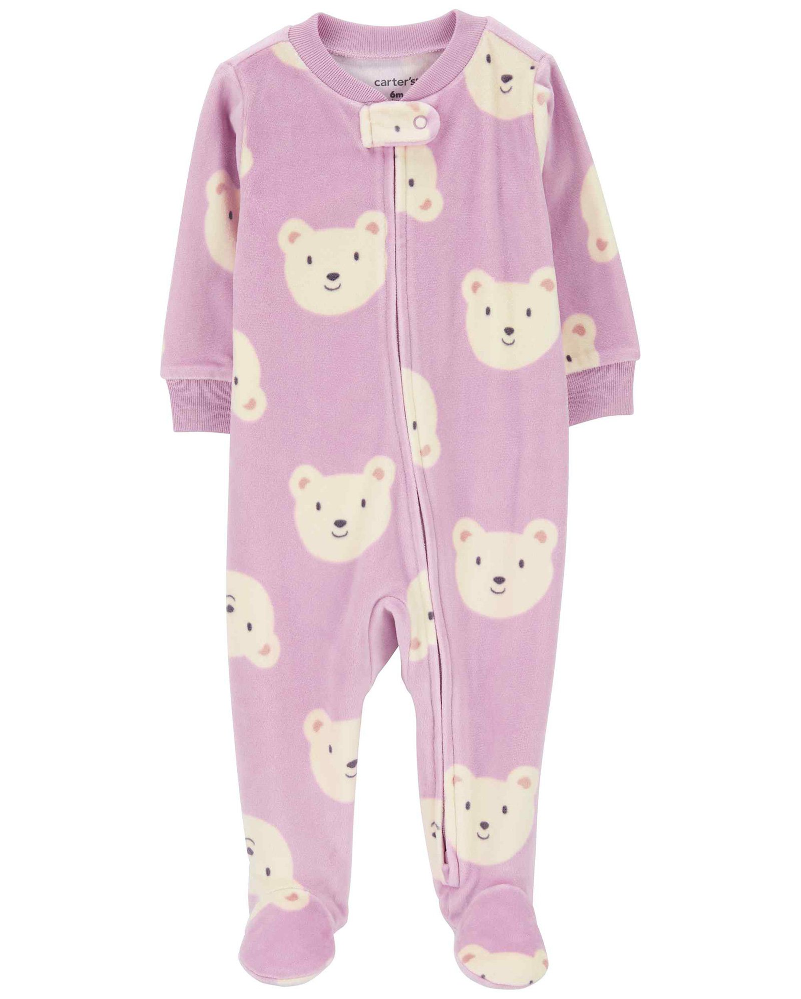 Macacão bebê plush com pezinhos urso lilás | Carter's