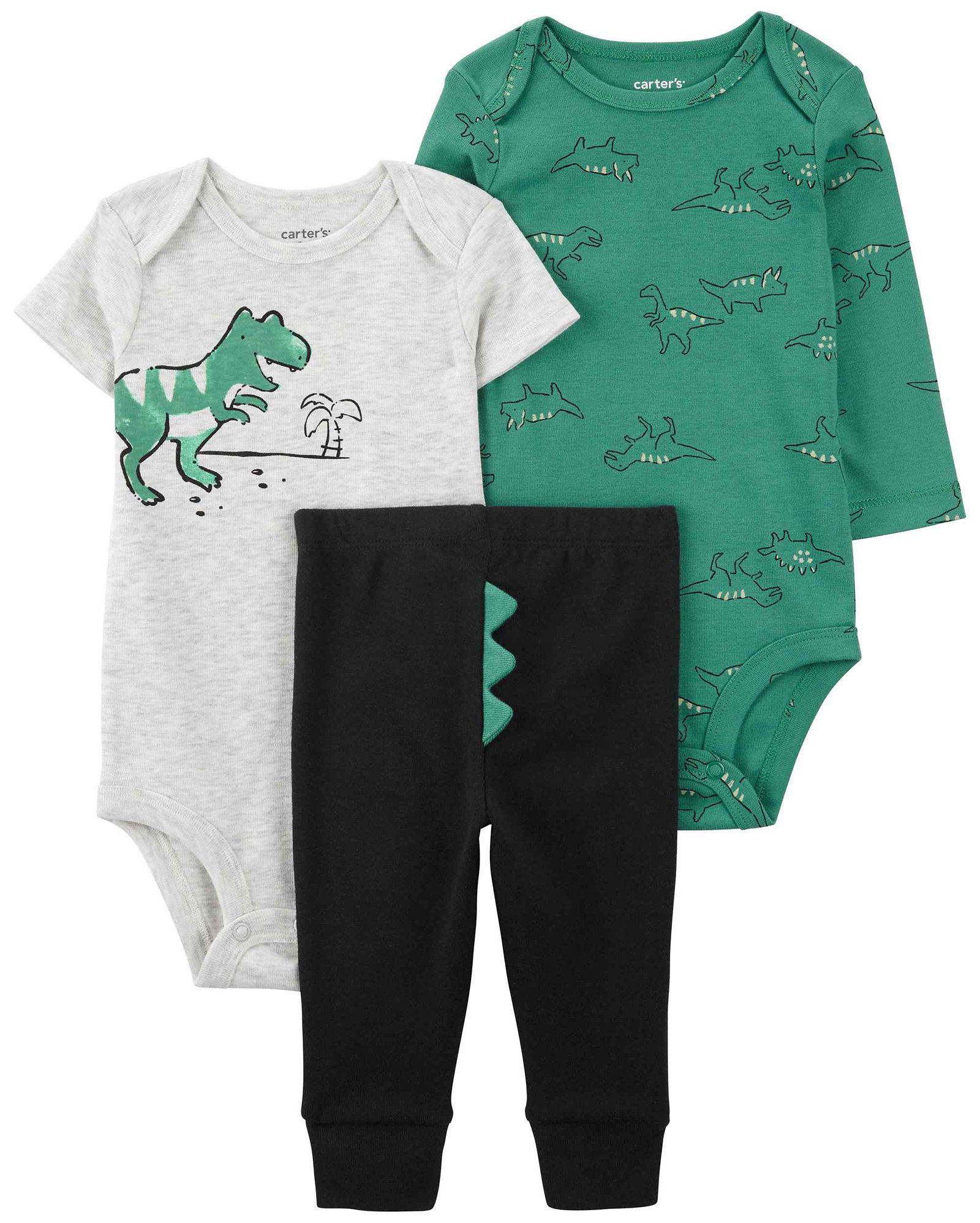 Conjunto longo bebê 3 peças dinossauro interativo multicor | Carter's