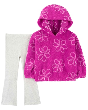 Conjunto longo infantil 2 peças em sherpa flare capuz floral multicor | Carter's
