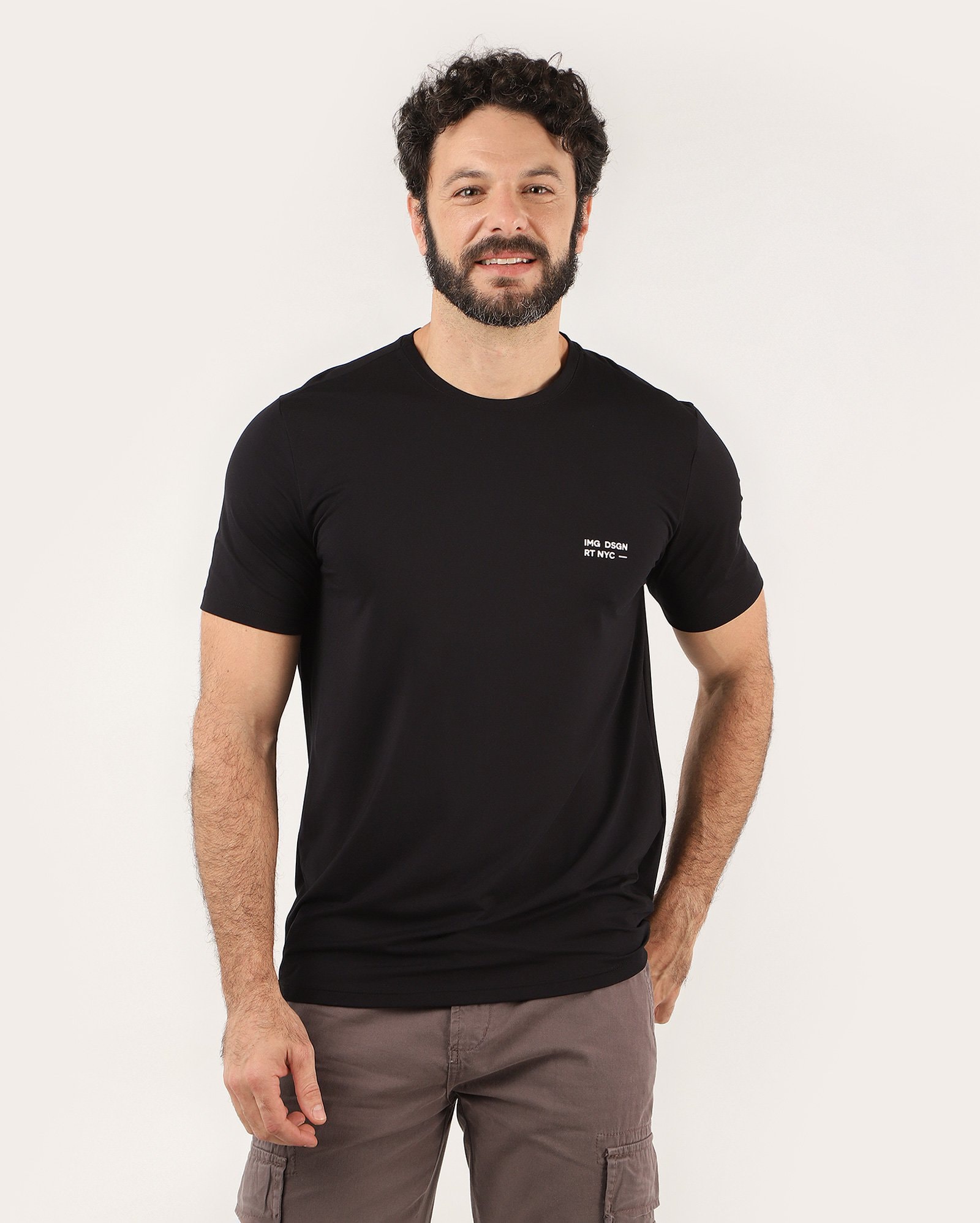 Camiseta masculina regular lettering - preta