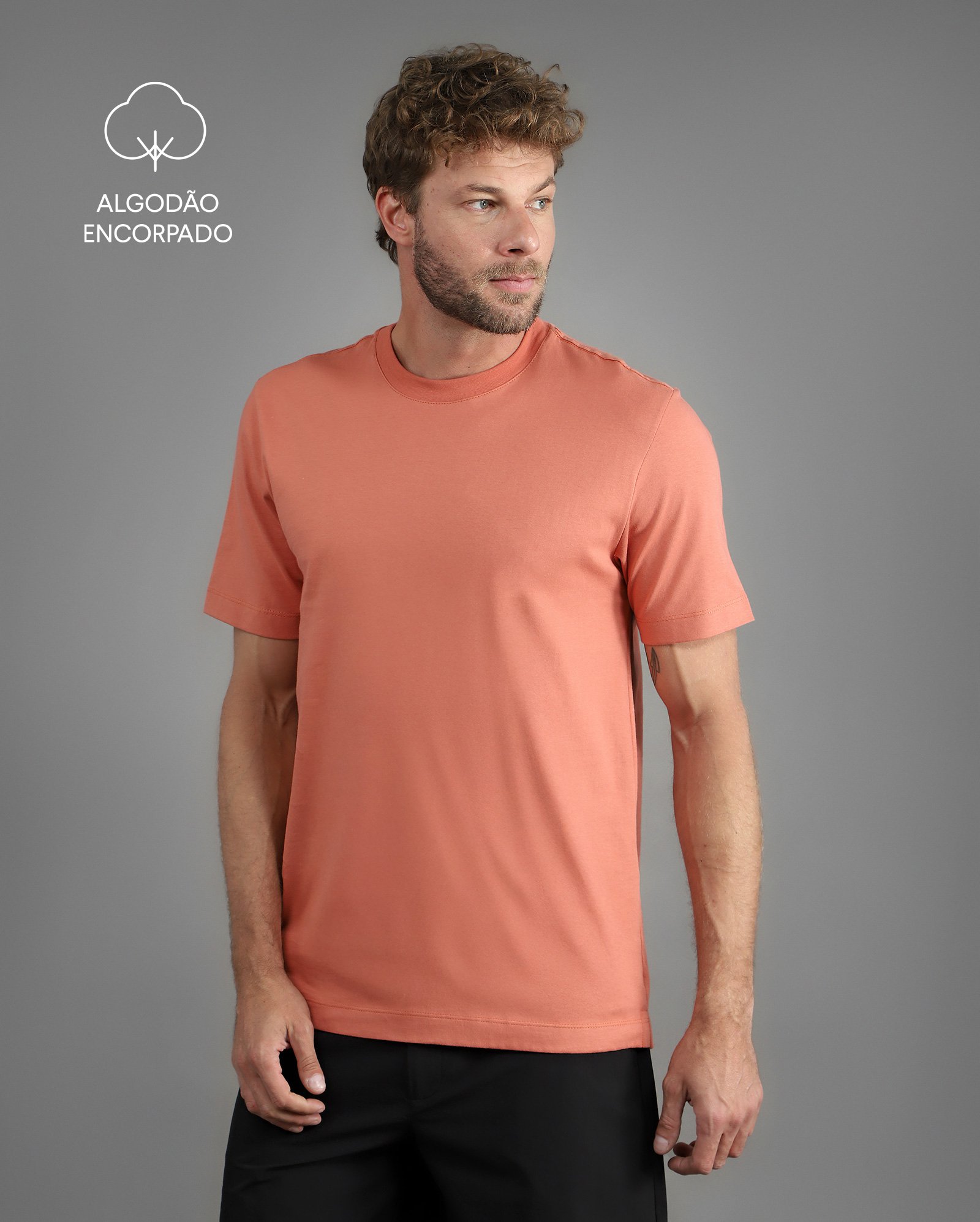 Camiseta masculina algodão Tech UltraCotton - Laranja Claro