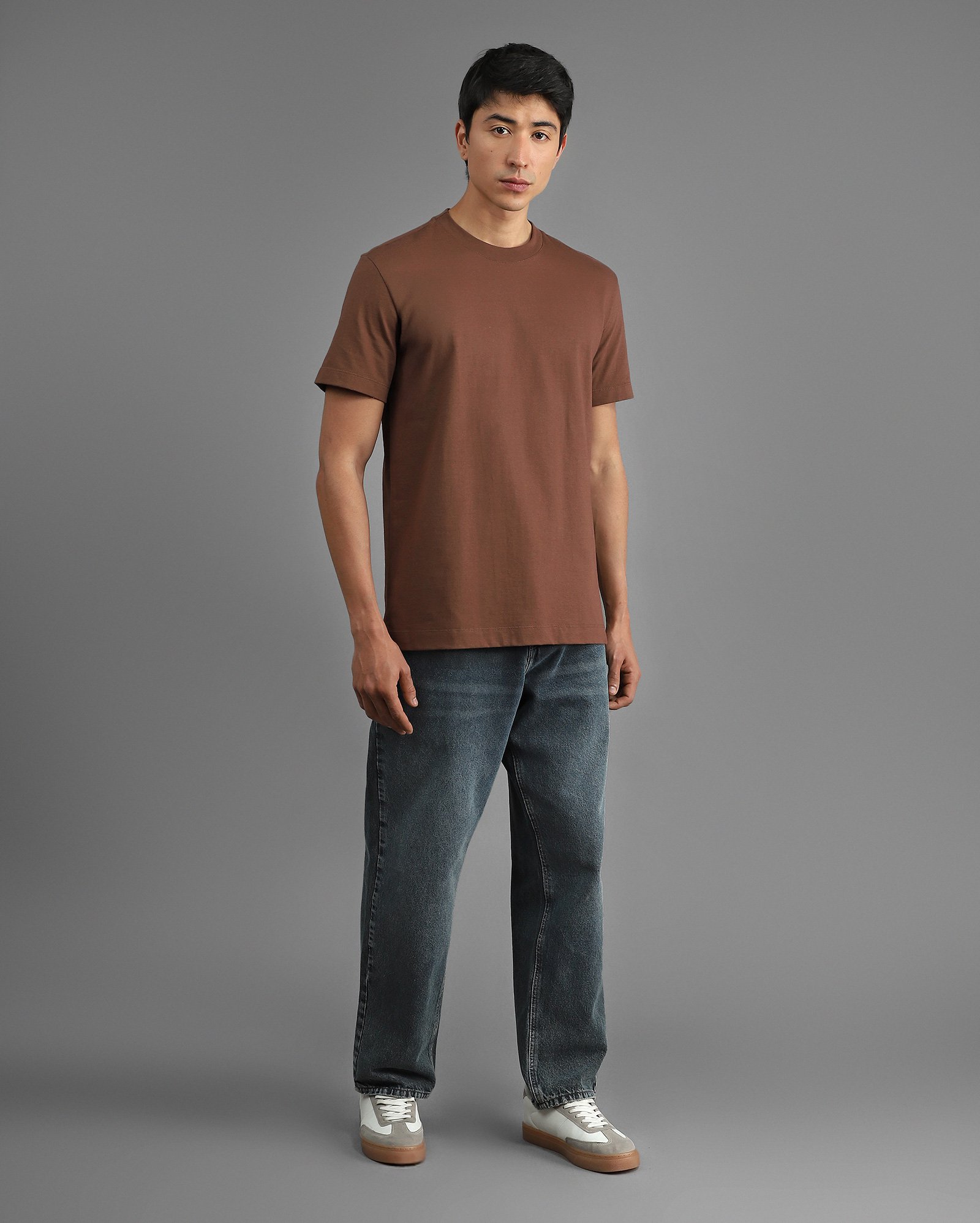 Camiseta masculina marrom de algodão Tech UltraCotton