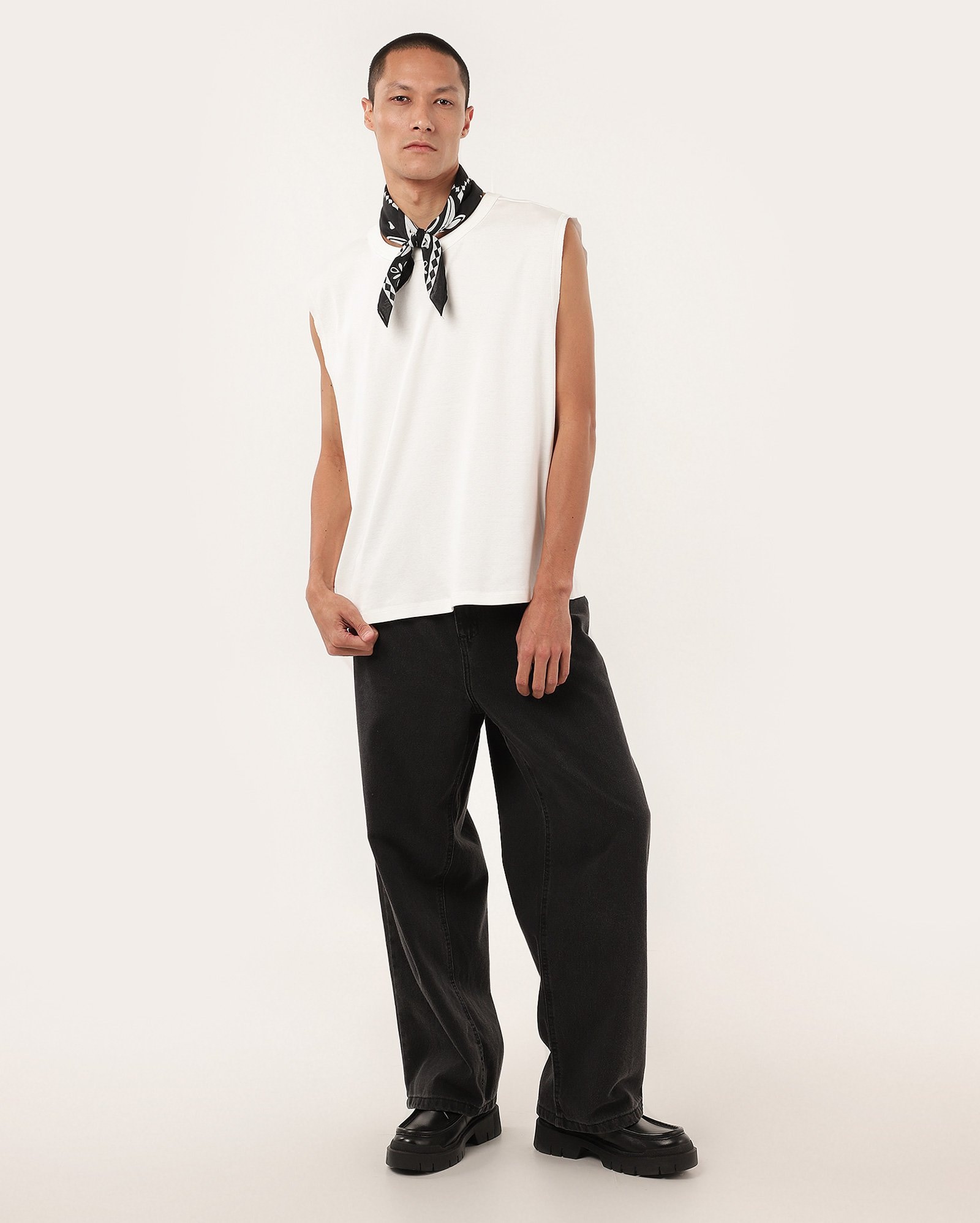 Regata masculina sleeveless cava ampla branca | Pool