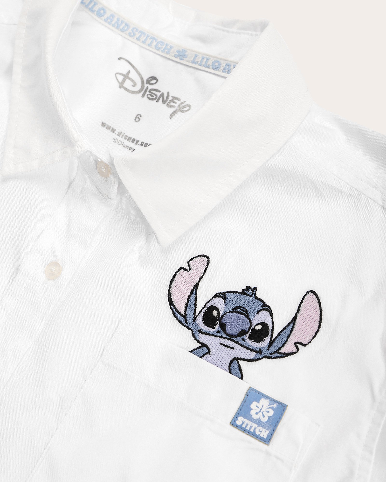 Camisa infantil com bolso Stitch 4-10A branca | Disney