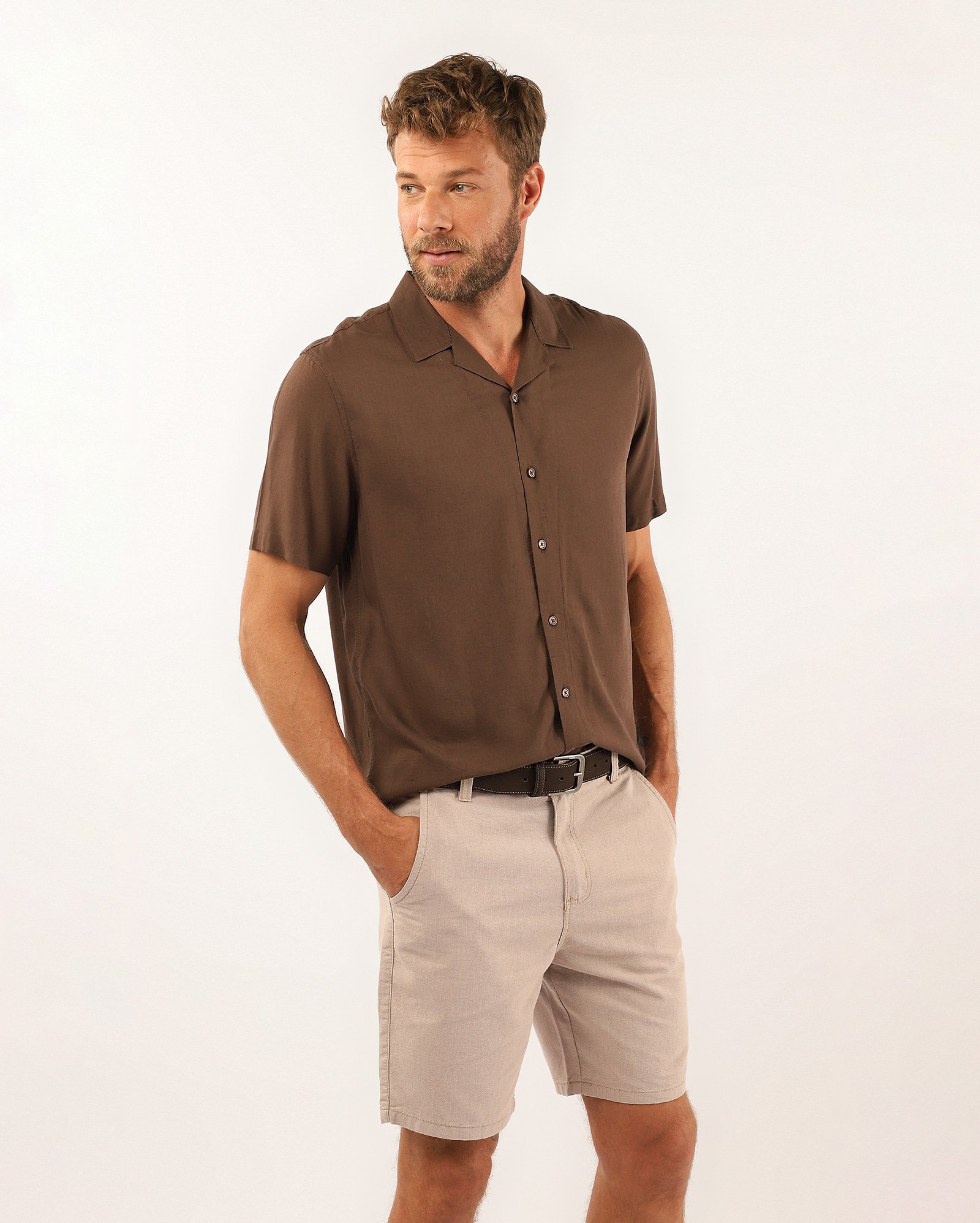 Bermuda sarja masculina slim chino - Bege | Pool Jeans