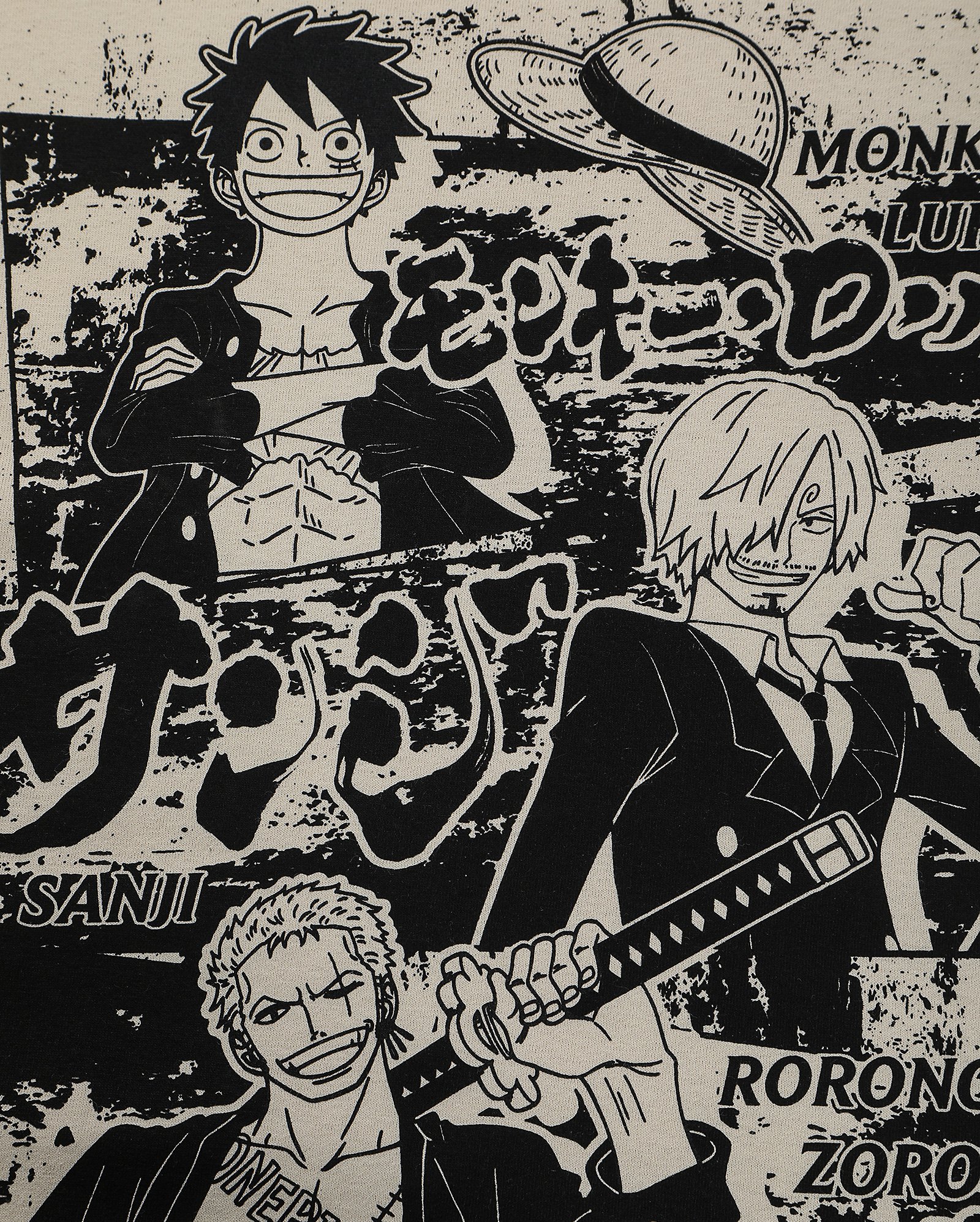 Camiseta juvenil regular personagens estampados bege | One Piece