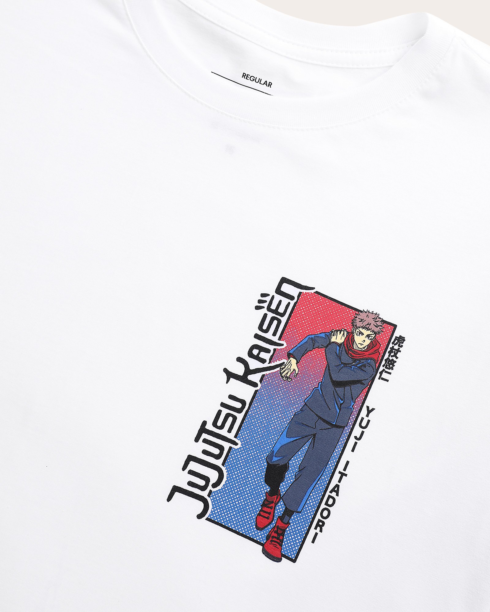 Camiseta juvenil regular Yuji Itadori - branca | Jujutsu Kaisen