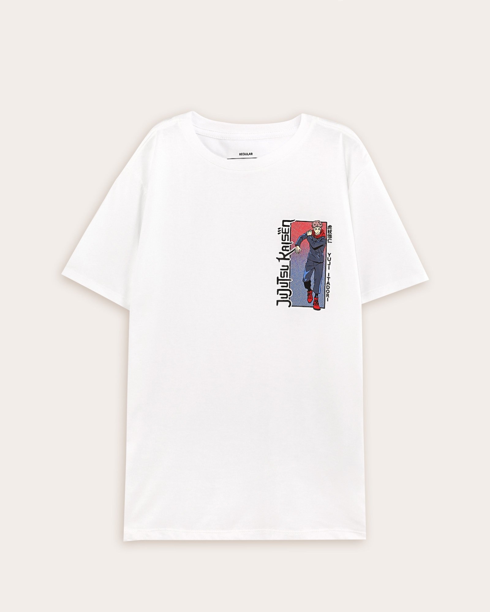 Camiseta juvenil regular Yuji Itadori - branca | Jujutsu Kaisen