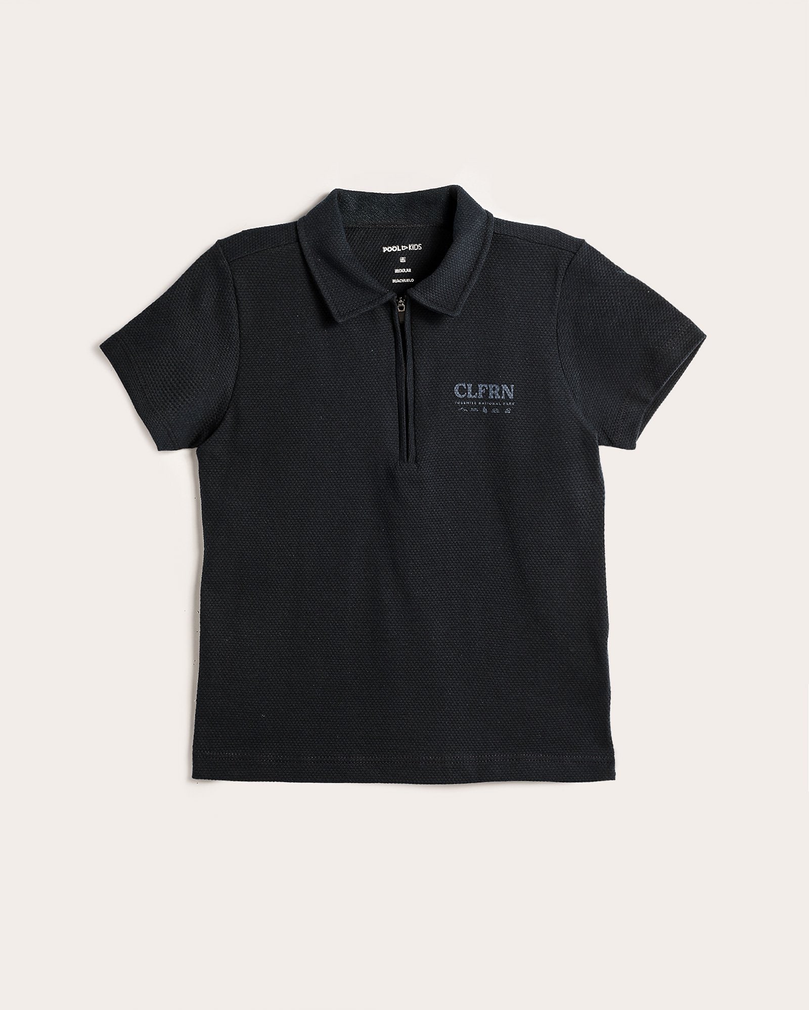 Polo infantil regular piquet e lettering 4-10A azul