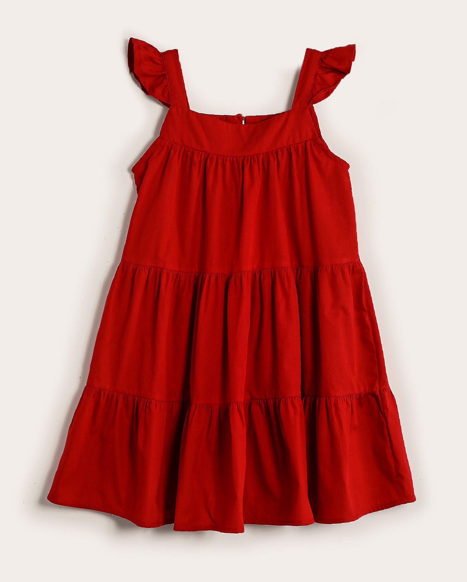 Vestido infantil evasê marias com babados 4-10A vermelho | Pool Kids