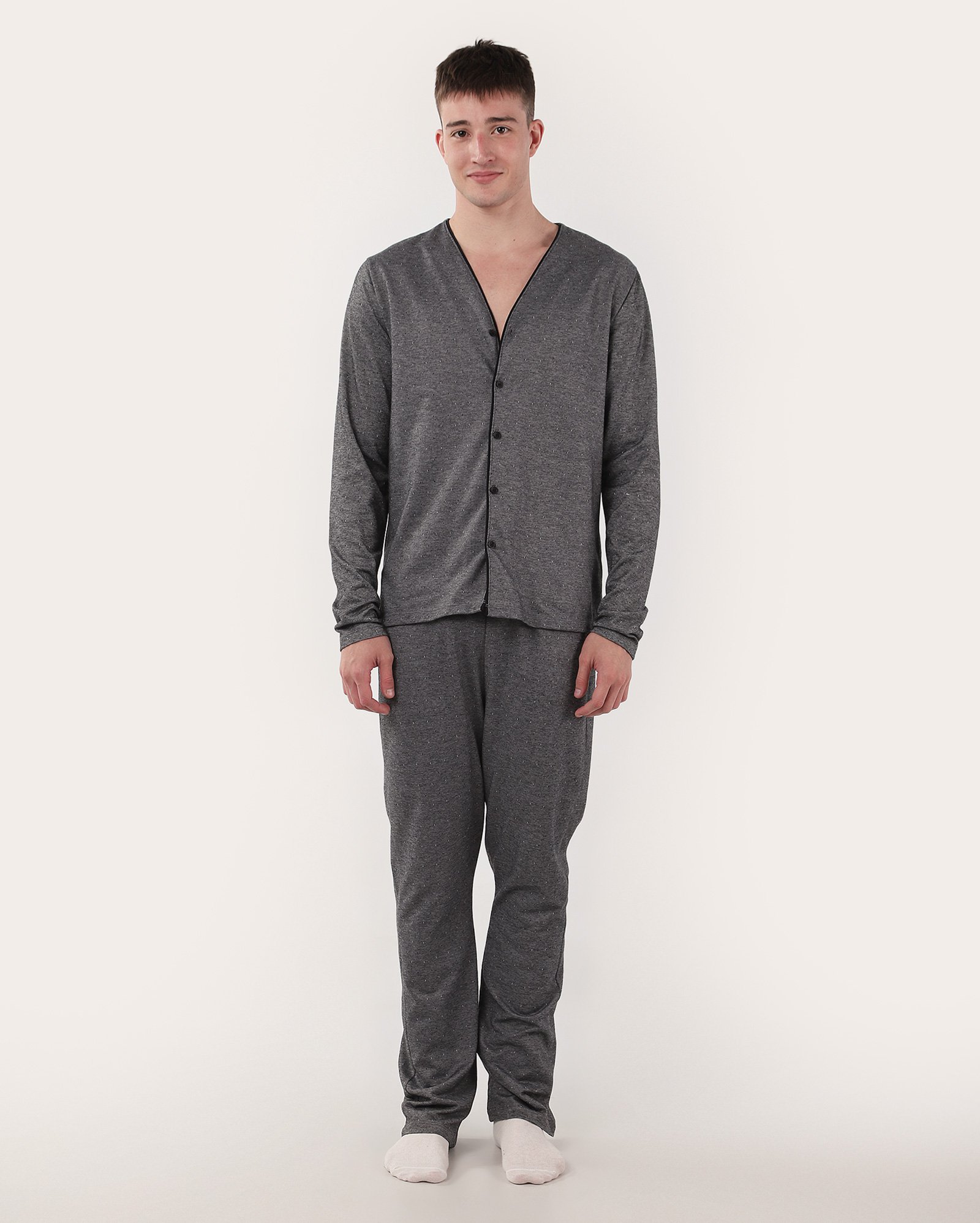 Pijama longo masculino americano texturizado cinza | Riachuelo