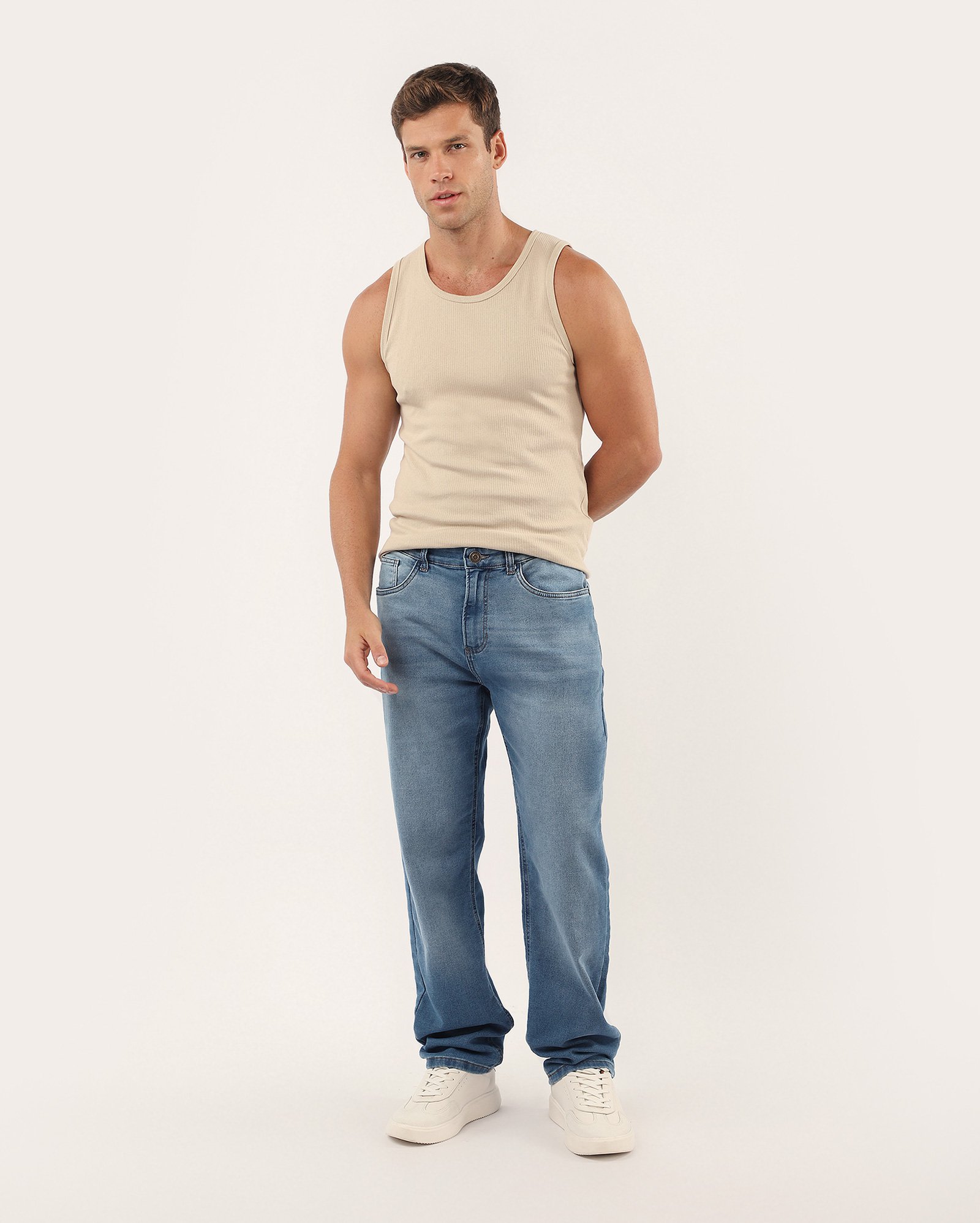 Calça jeans masculina Comfy reta - Jeans Médio | Pool Jeans