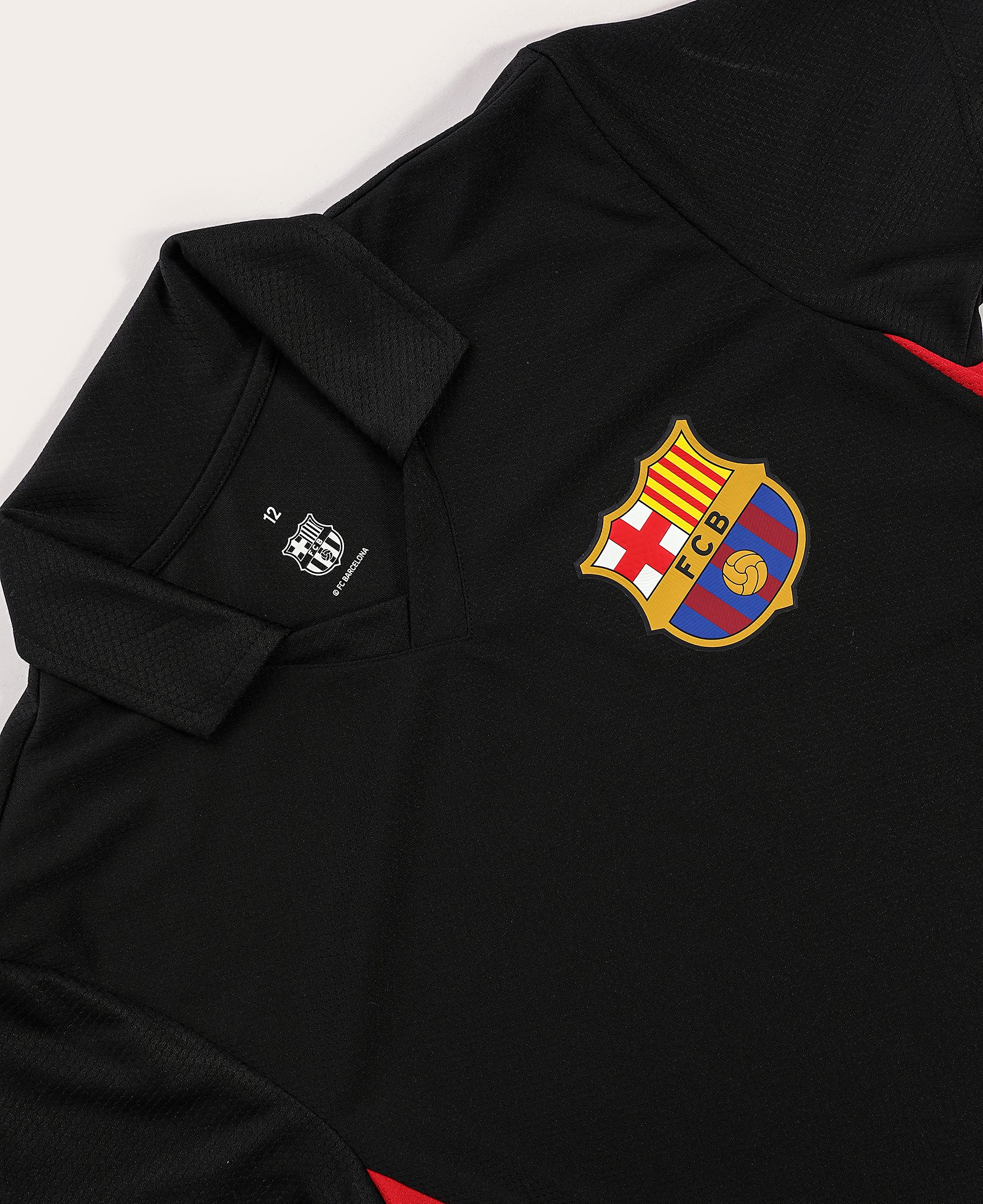 Camisa polo juvenil futebol clube Barcelona manga curta preta 