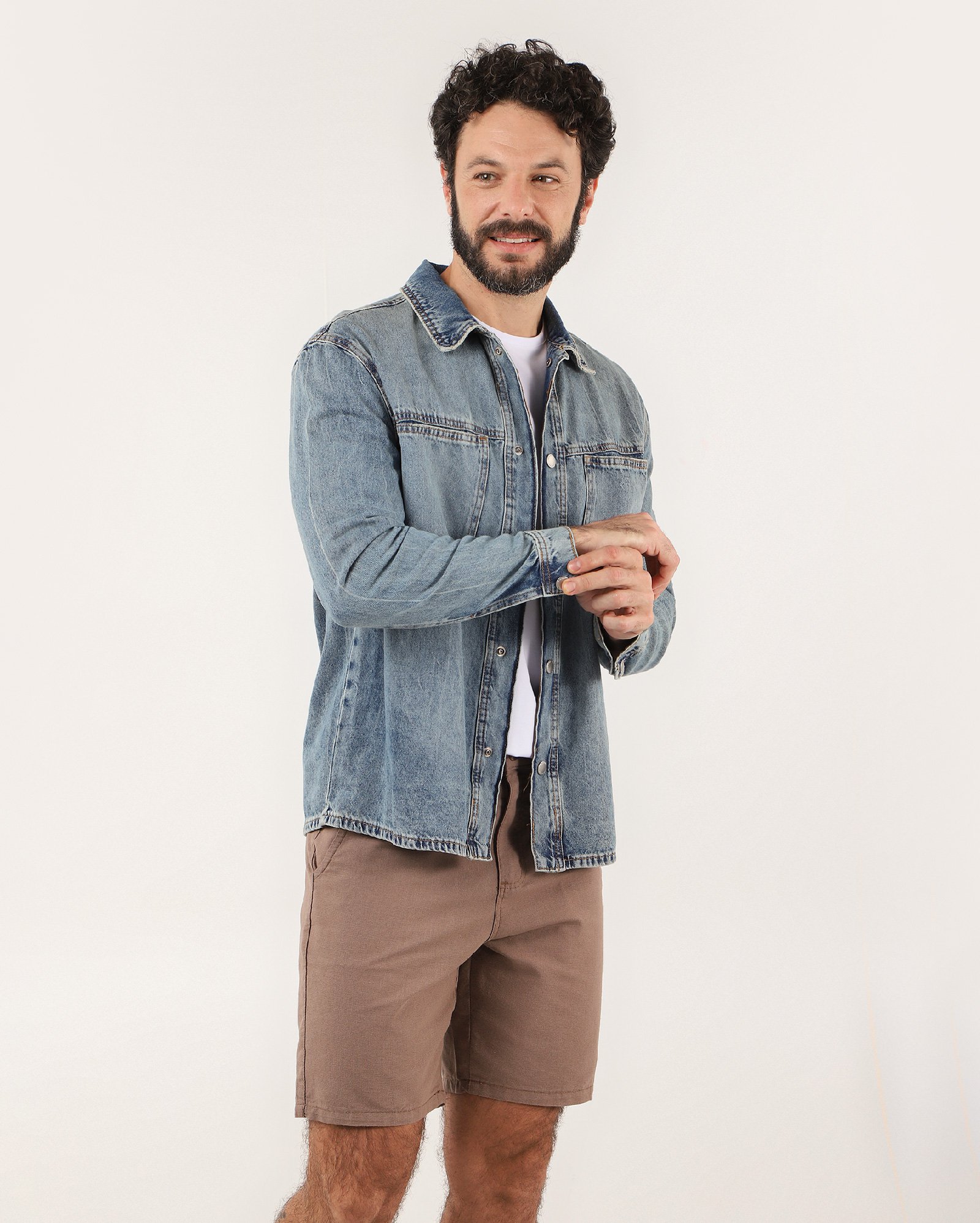 Bermuda sarja masculina slim chino - Marrom Claro | Pool Jeans