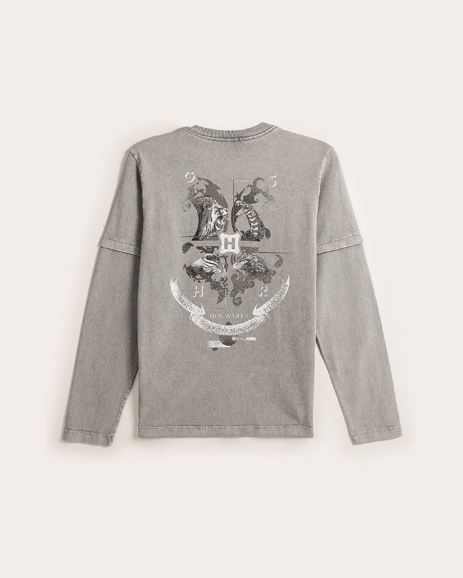 Camiseta juvenil alongada Hogwarts Harry Potter cinza | Warner Bros