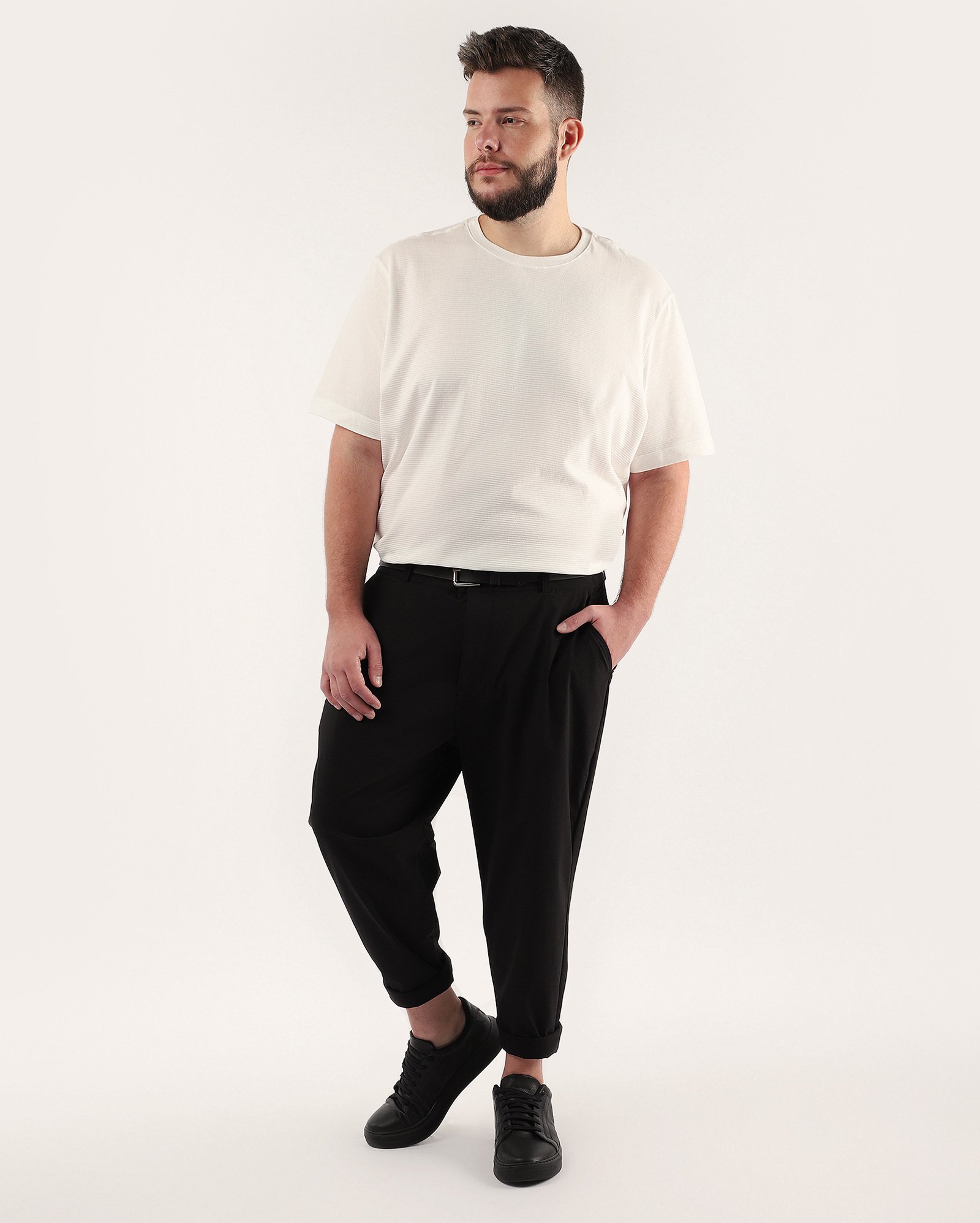 Camiseta plus size masculina regular texturizada - Branco