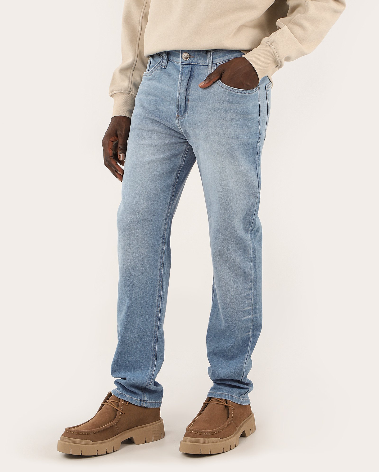 Calça jeans masculina Comfy reta denim claro | Pool Jeans
