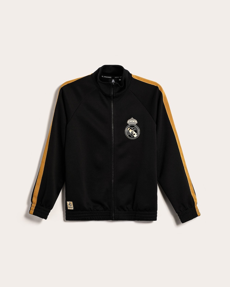 Riachuelo Jaqueta juvenil gola alta futebol Real Madrid preta