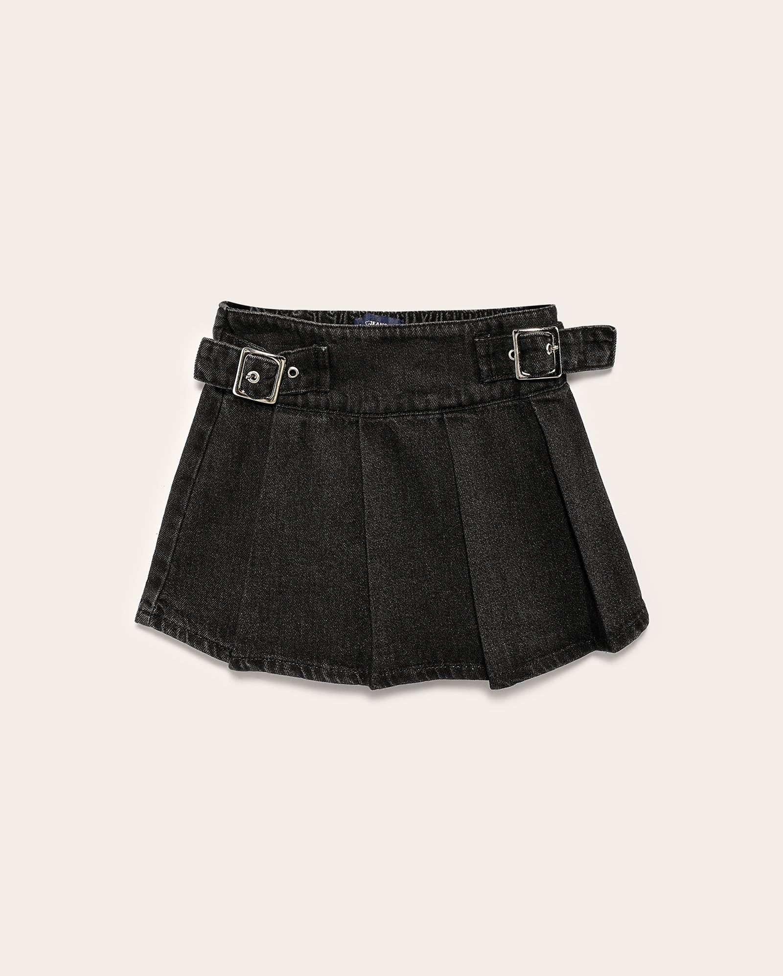 Saia black jeans infantil com pregas e fivela 4-10A — foto 2