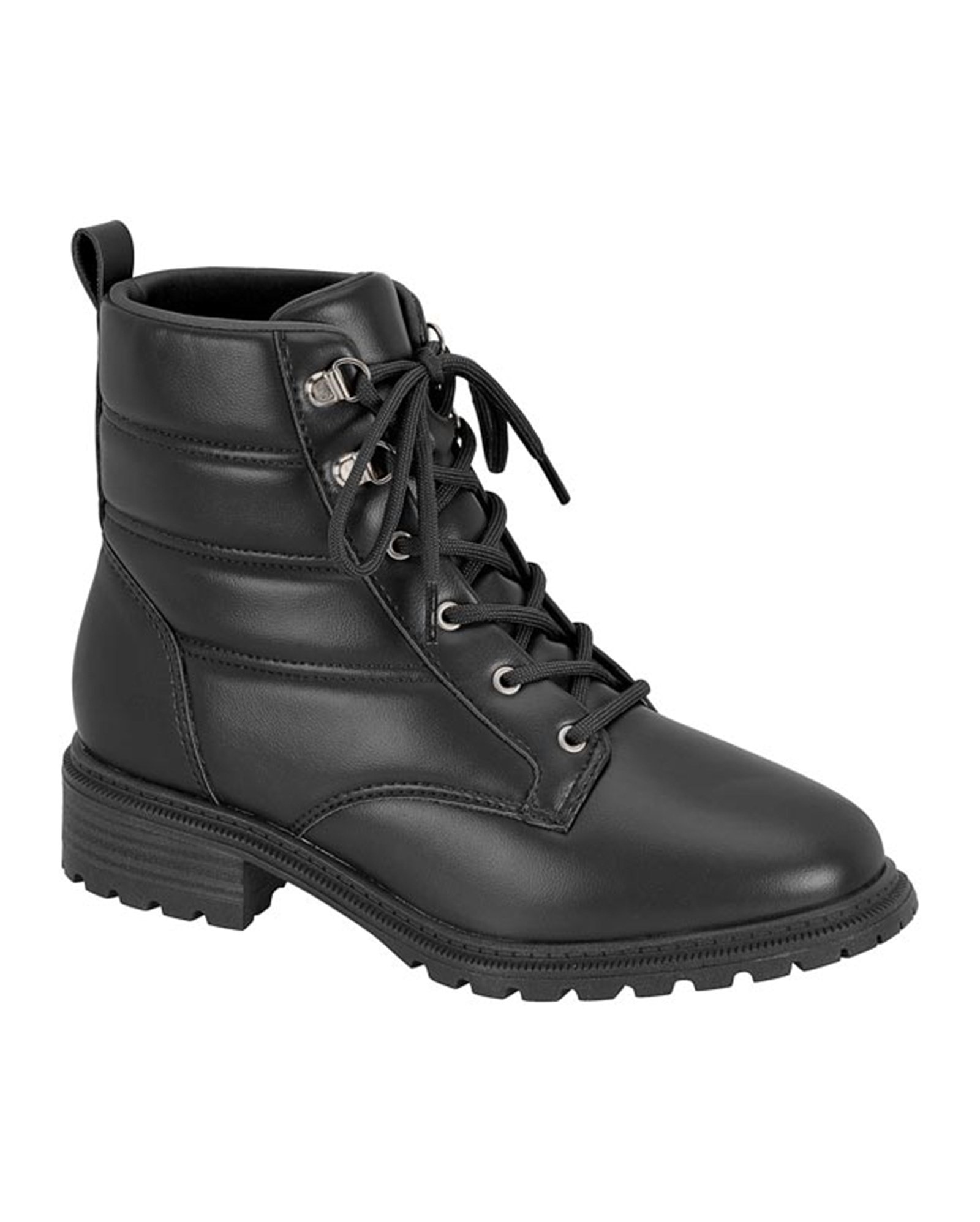 Bota feminina coturno tratorado com cadarço preto | Modare