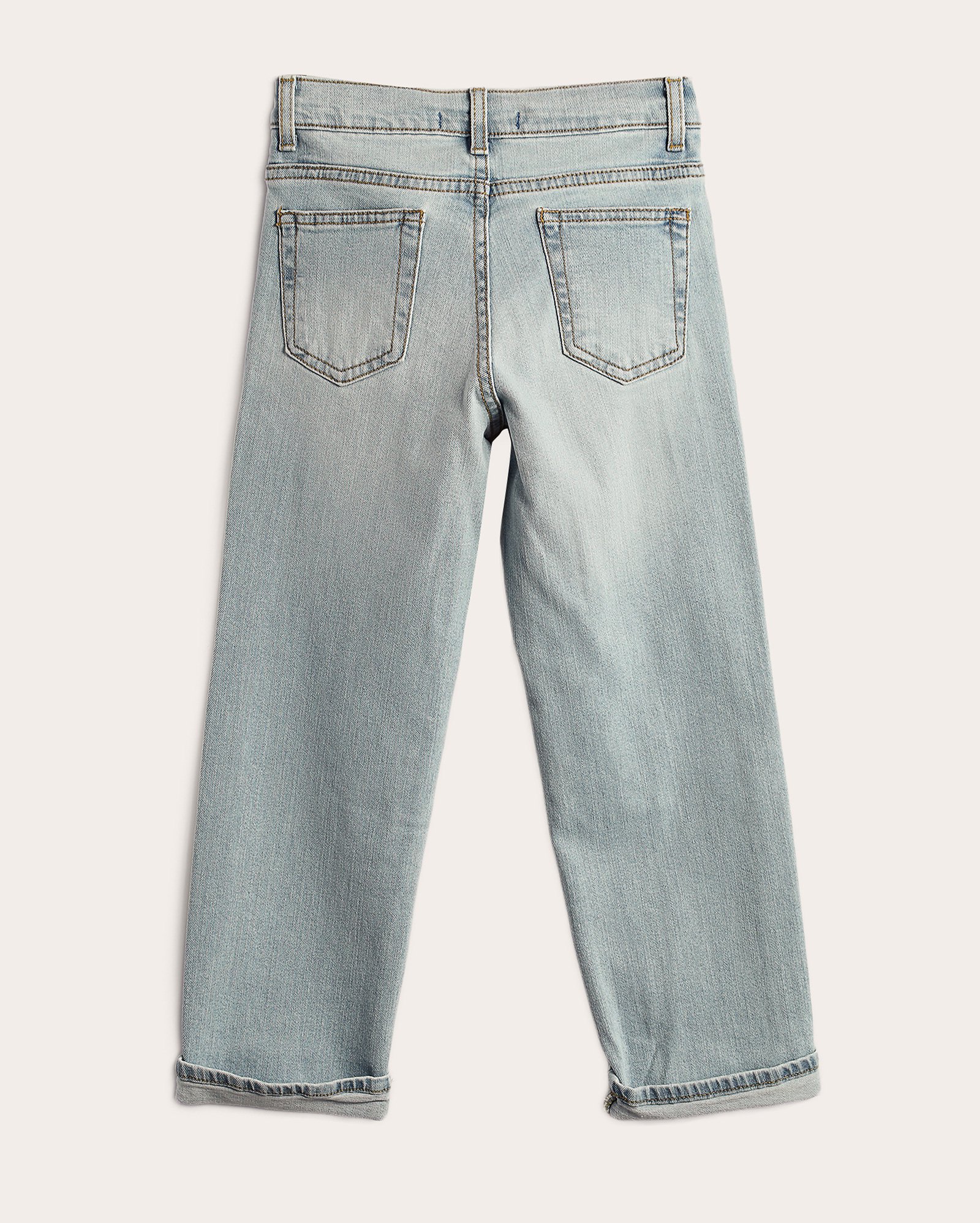 Calça jeans infantil reta barra virada estonada 4-10A - Jeans Claro