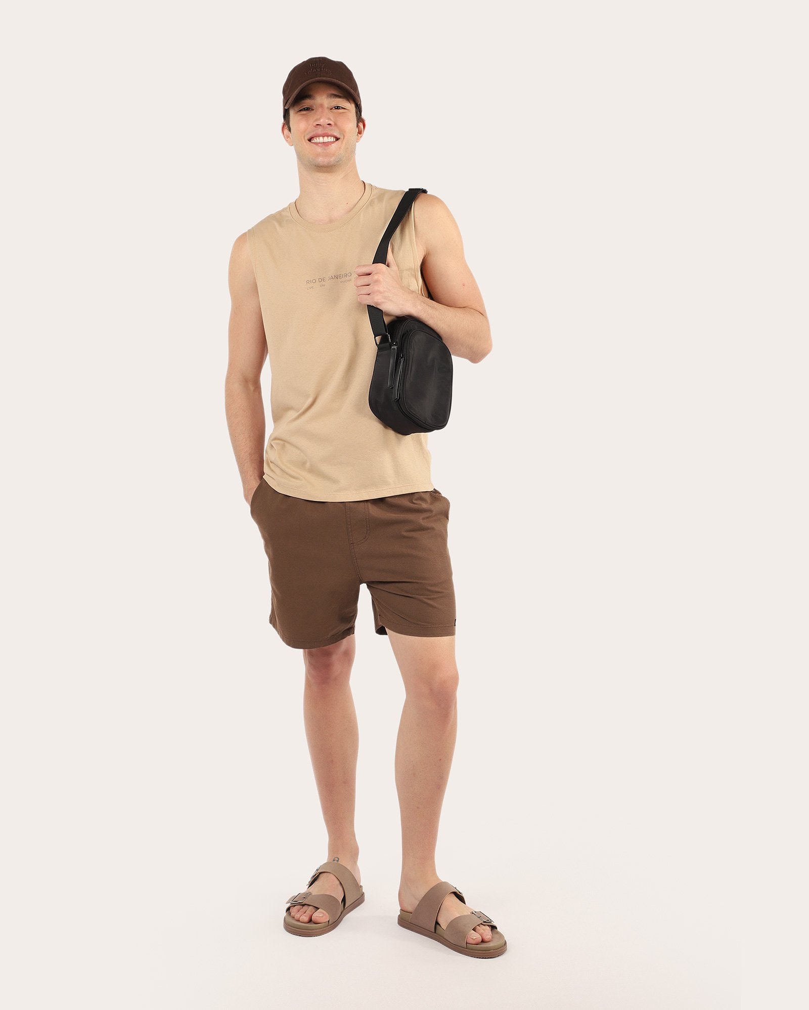 Bermuda masculina cós elástico - Marrom | Pool Jeans