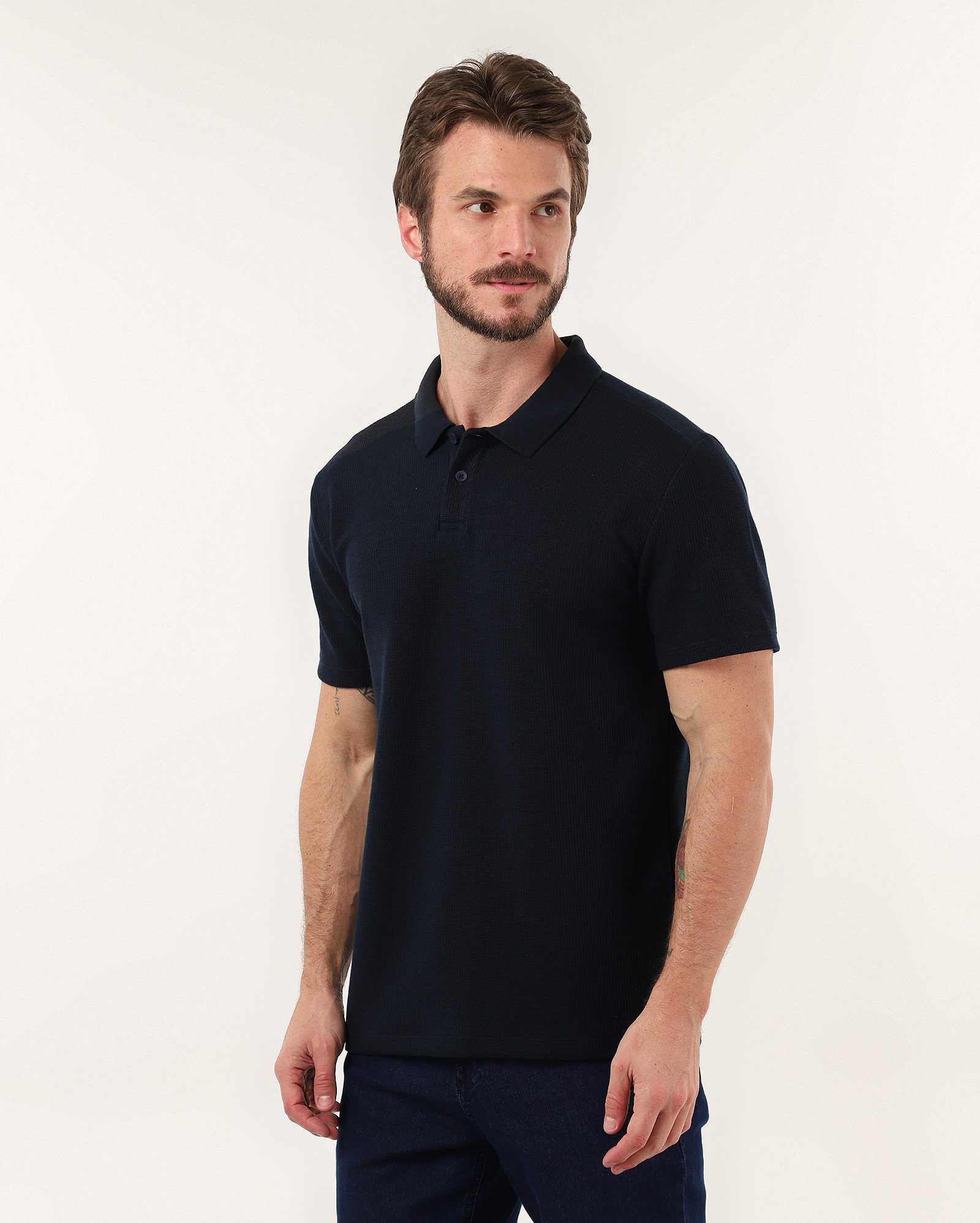Camisa polo masculina regular texturizada azul | Original by Riachuelo