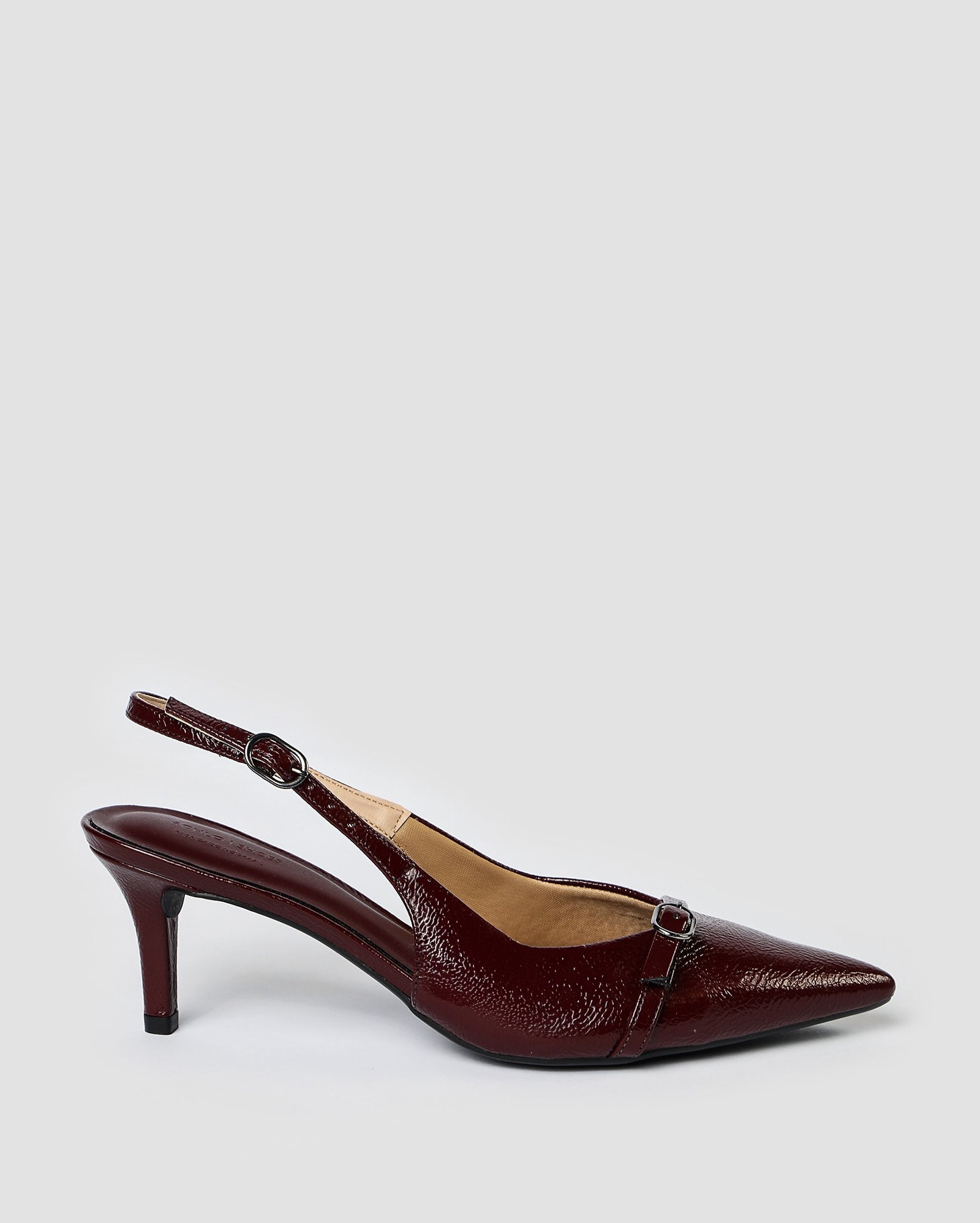 Scarping slingback salto médio bico fino vinho | Riachuelo