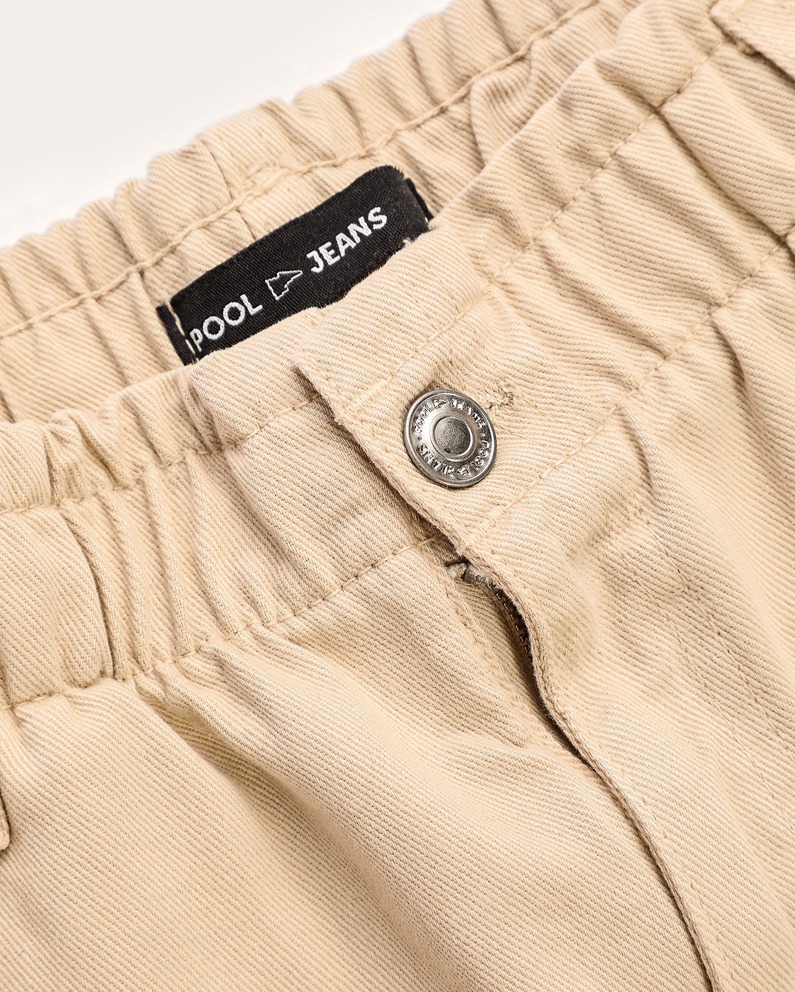 Short sarja juvenil baggy cintura alta bege | Pool