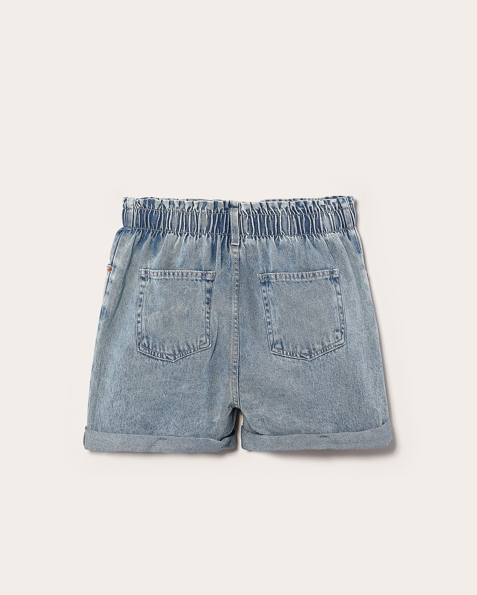 Short jeans juvenil baggy cintura alta denim claro | Pool