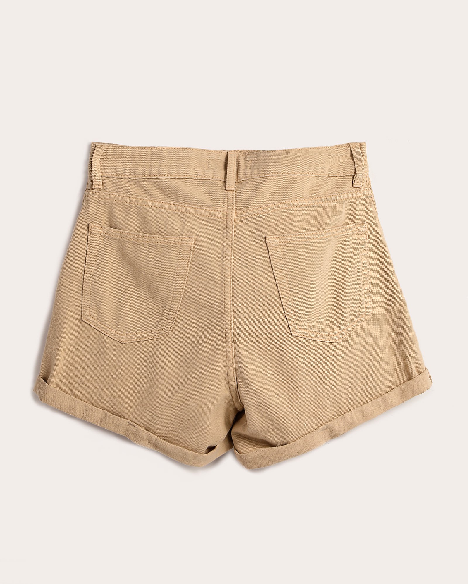 Short sarja juvenil mom barra dobrada bege | Pool