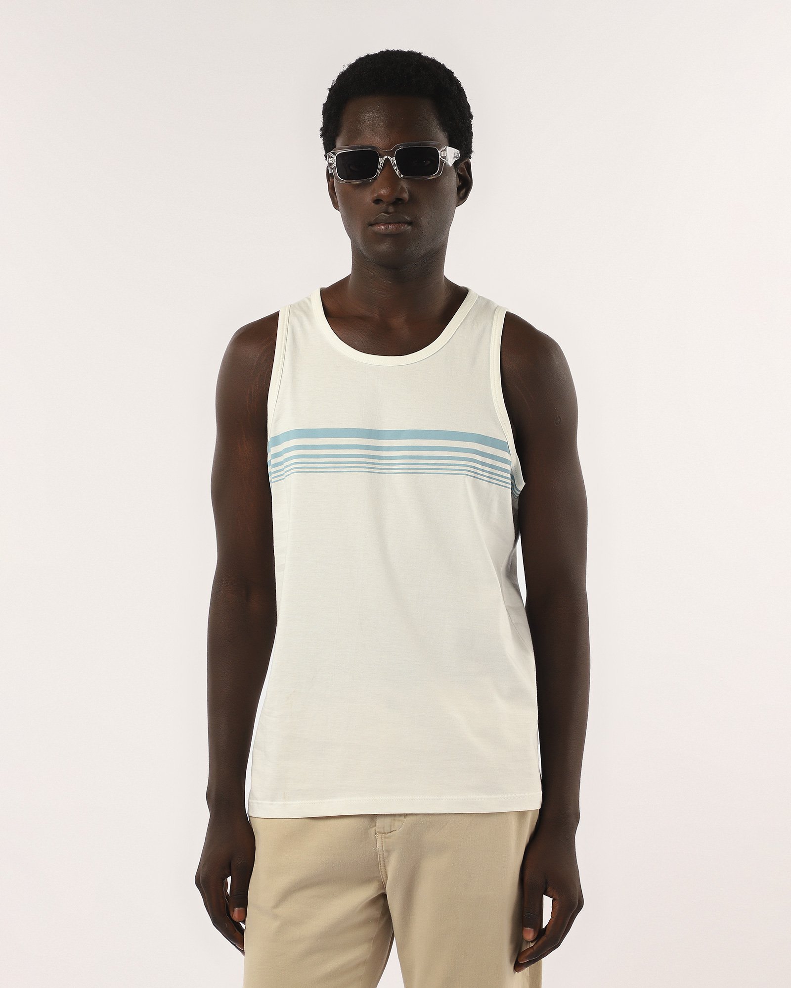 Regata masculina regular listras branca | Pool