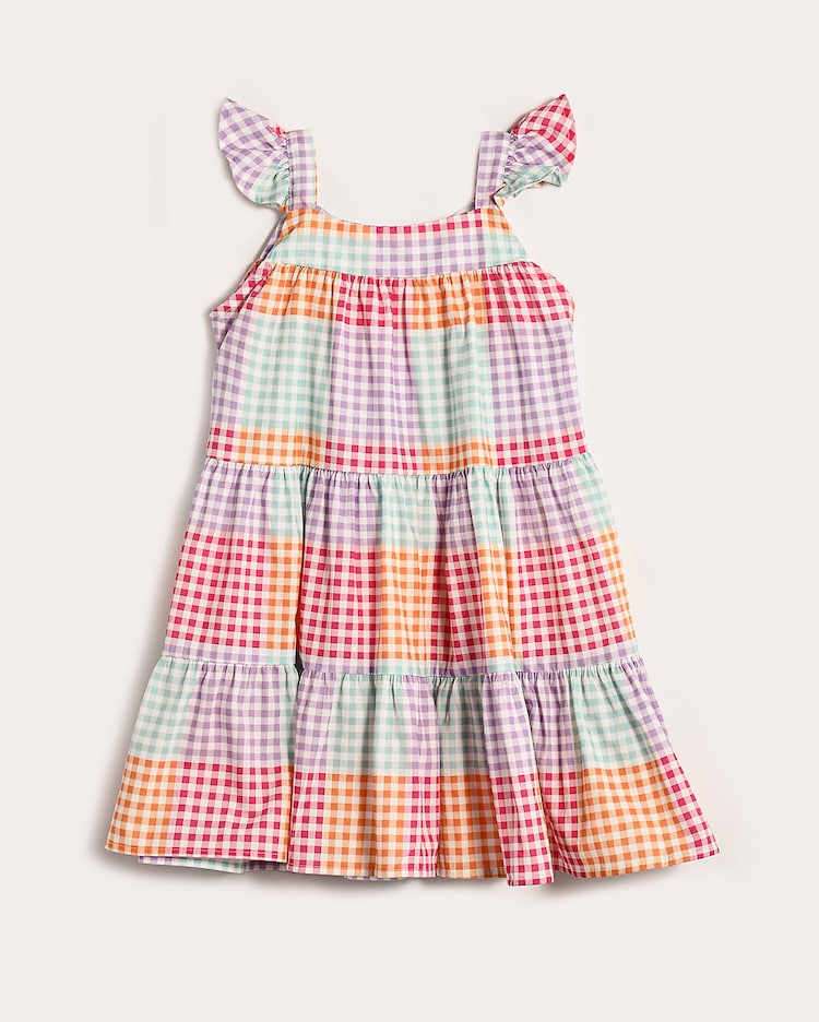 Riachuelo Vestido infantil evasê xadrez vichy com babados 1-4 A