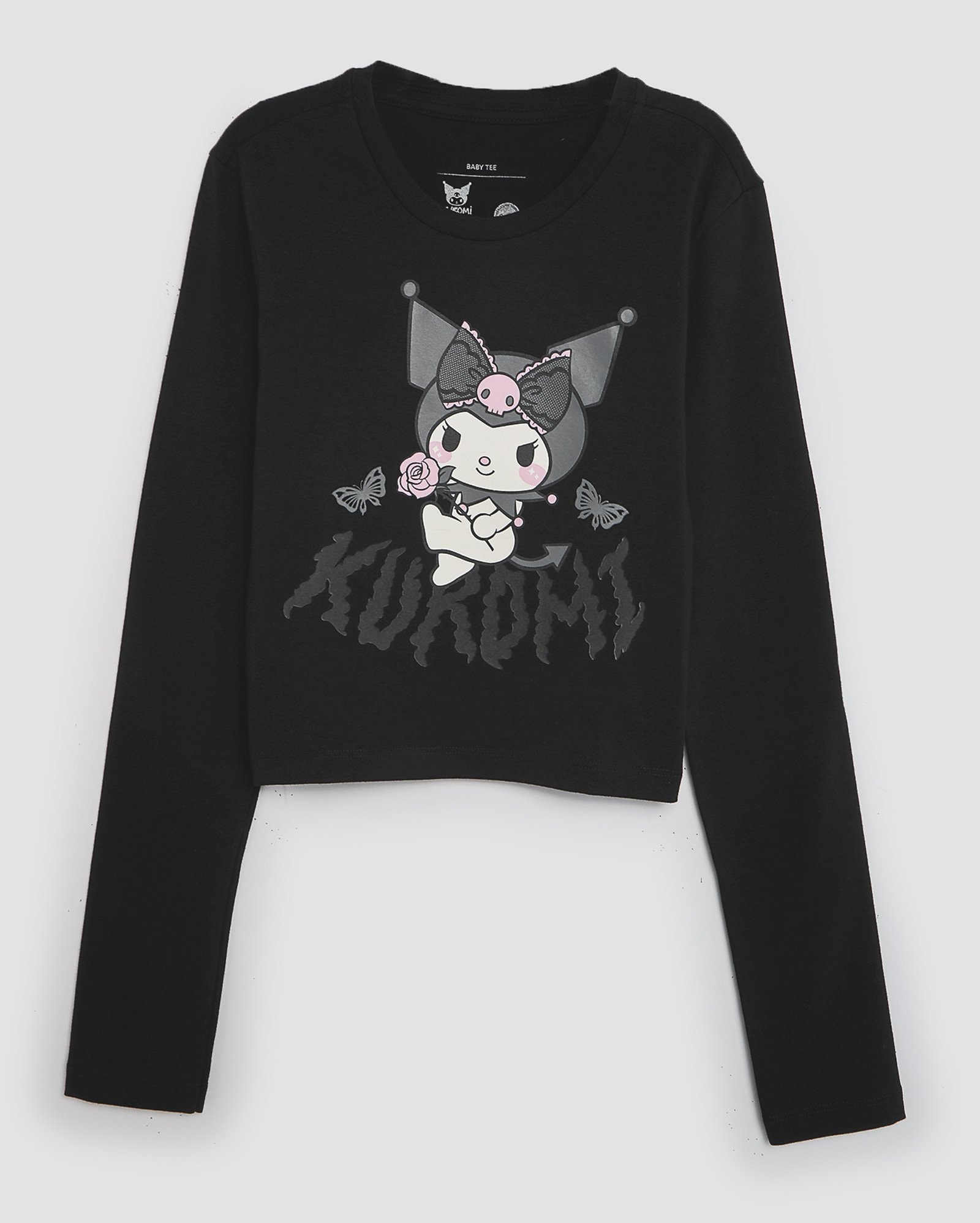 Riachuelo | Camiseta juvenil cropped manga longa Kuromi Hello