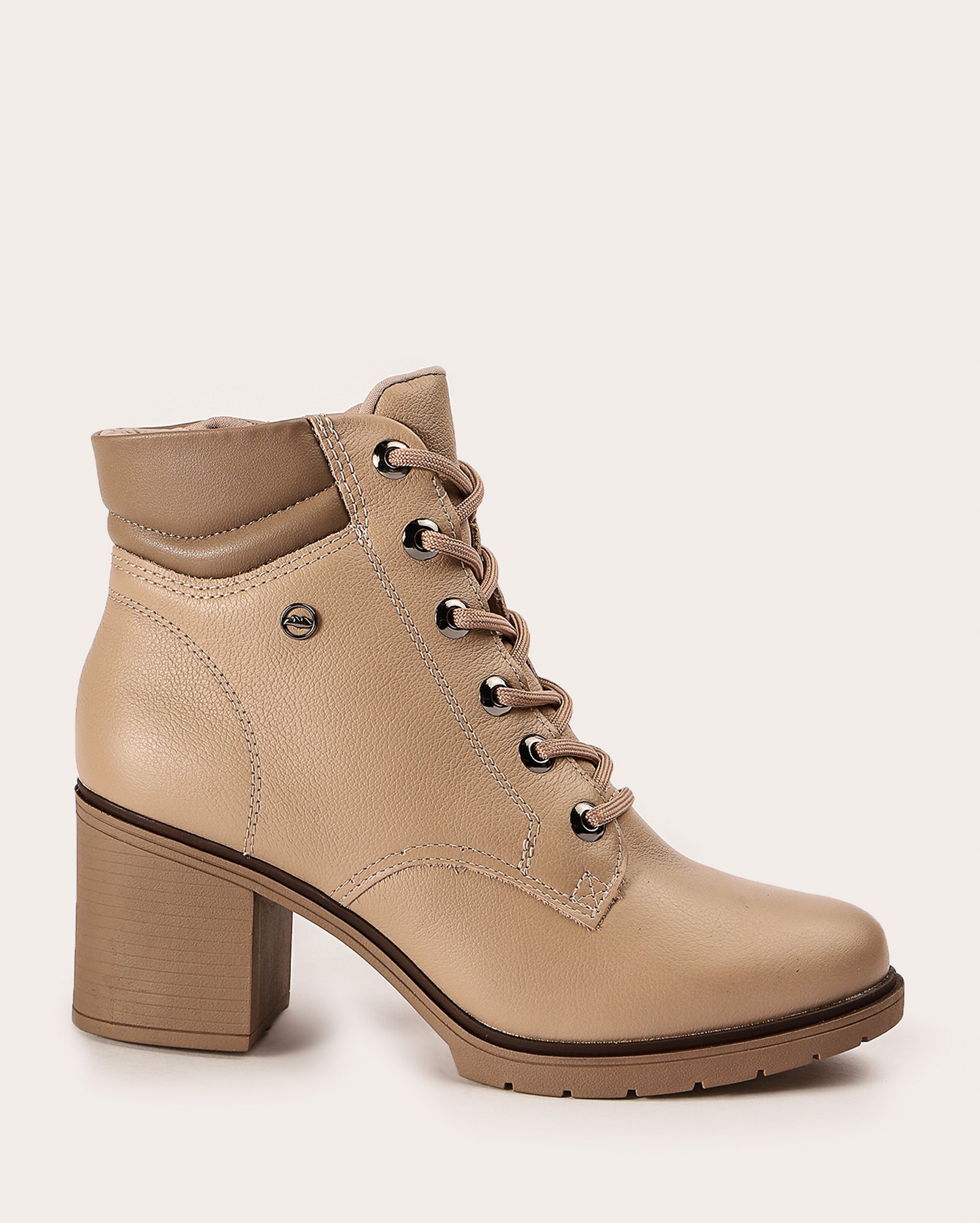 Bota feminina ankle boot com cadarço - Bege Claro | Dakota
