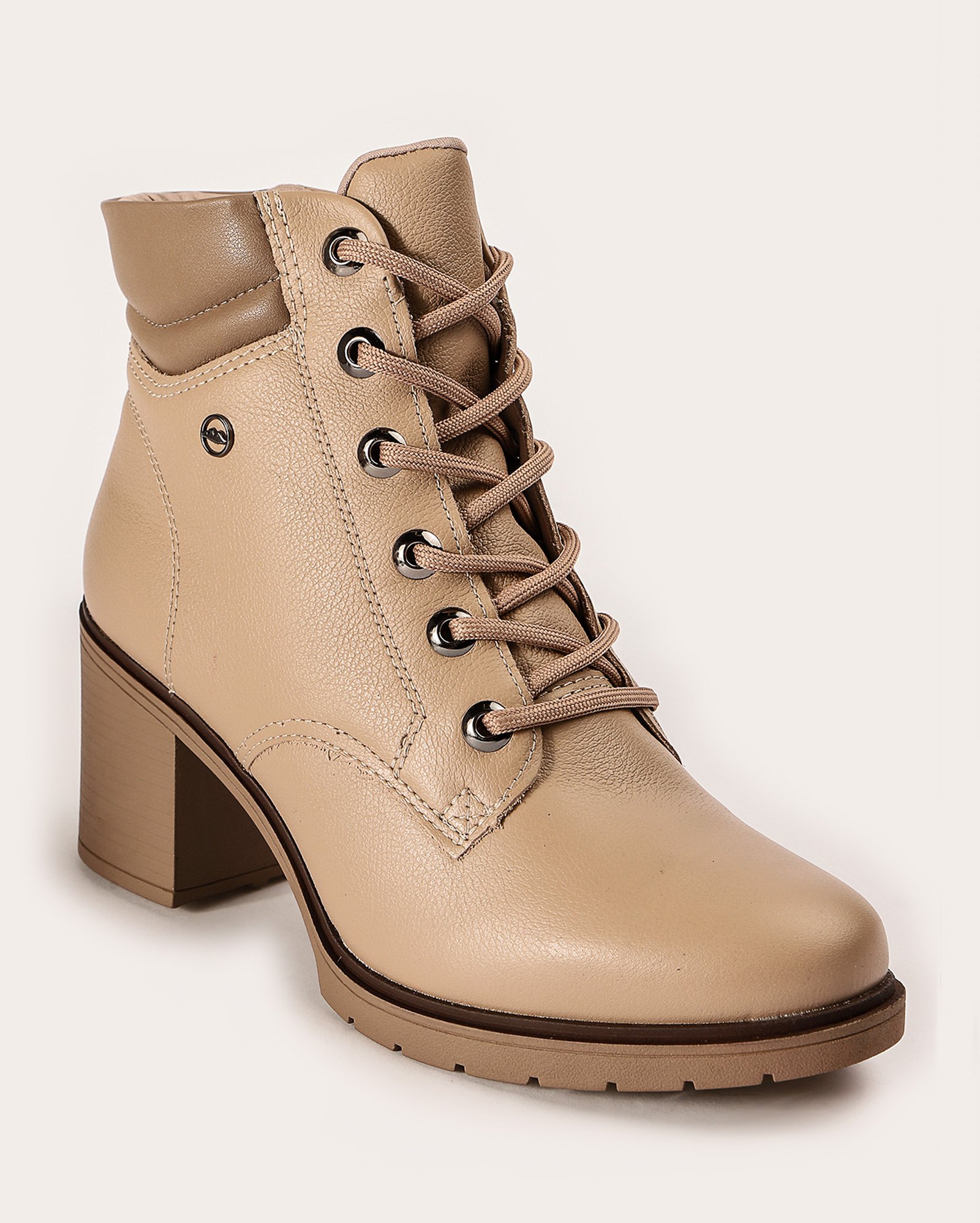 Bota feminina ankle boot com cadarço - Bege Claro | Dakota