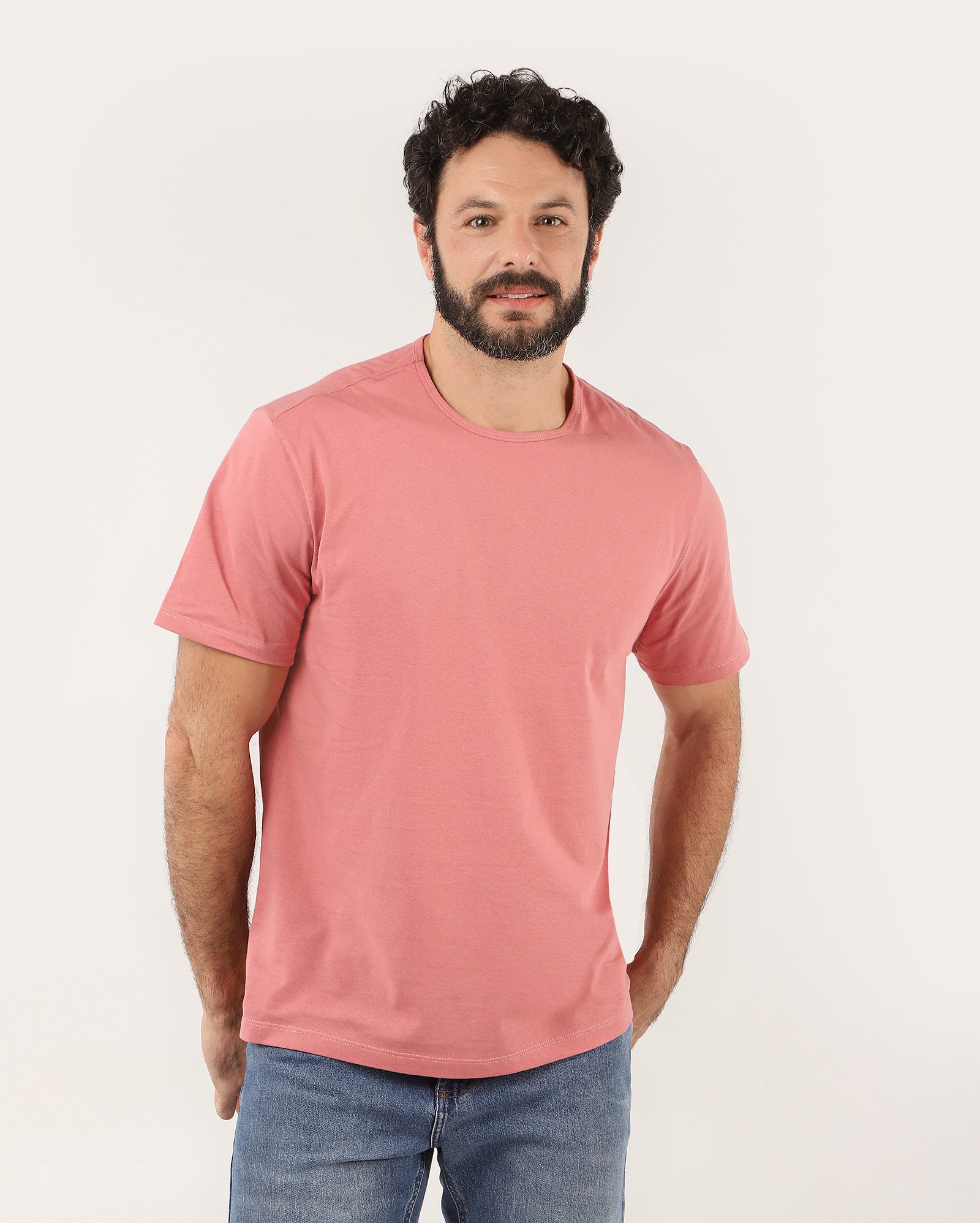 Camiseta masculina básica regular - Rosa Claro