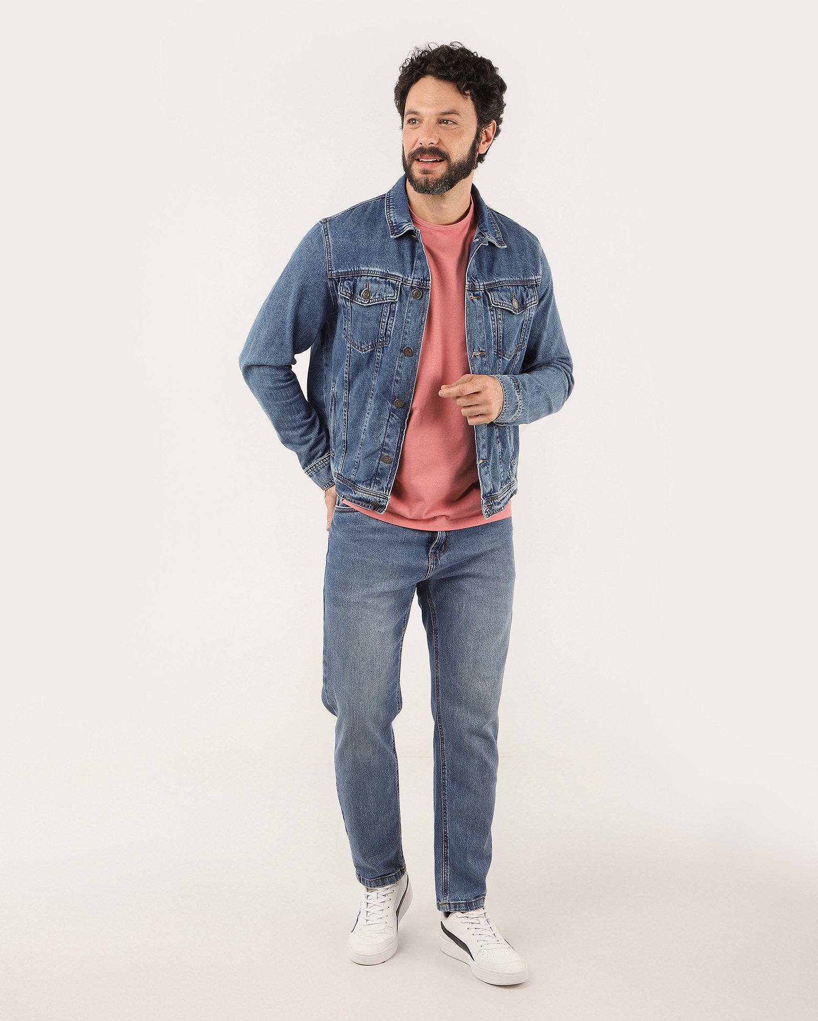 Camiseta masculina básica regular - Rosa Claro