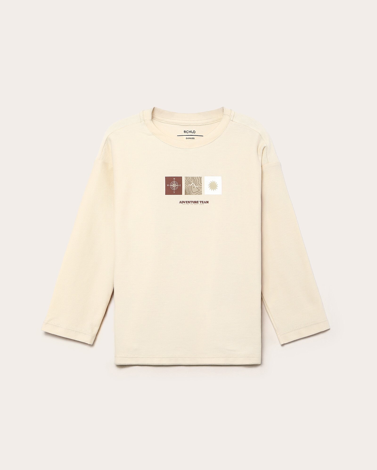 Camiseta infantil oversized adventure 4-10A bege