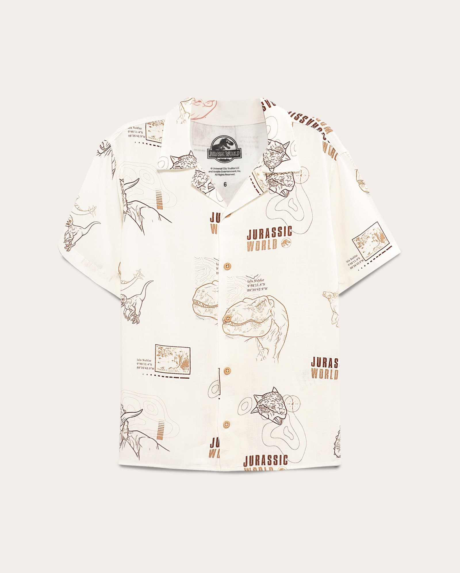 Camisa infantil em viscose Jurassic World 4-10A branca | Universal