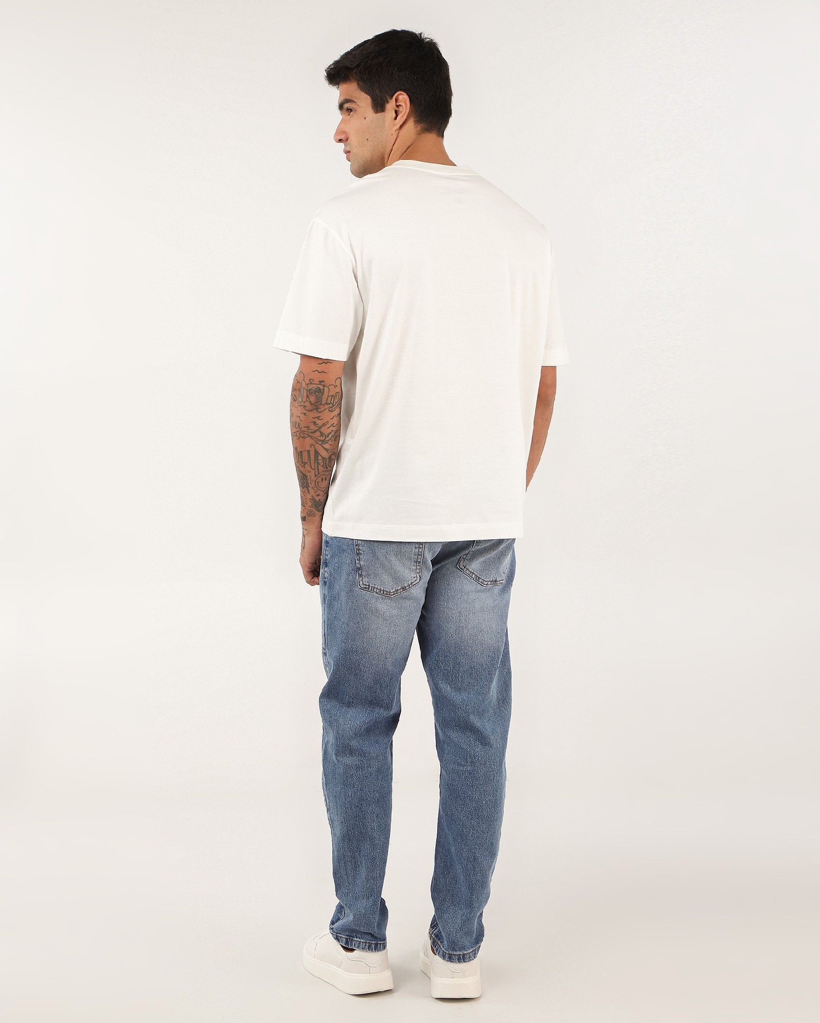 Camiseta masculina relaxed algodão agroecológico - Branco — foto 6