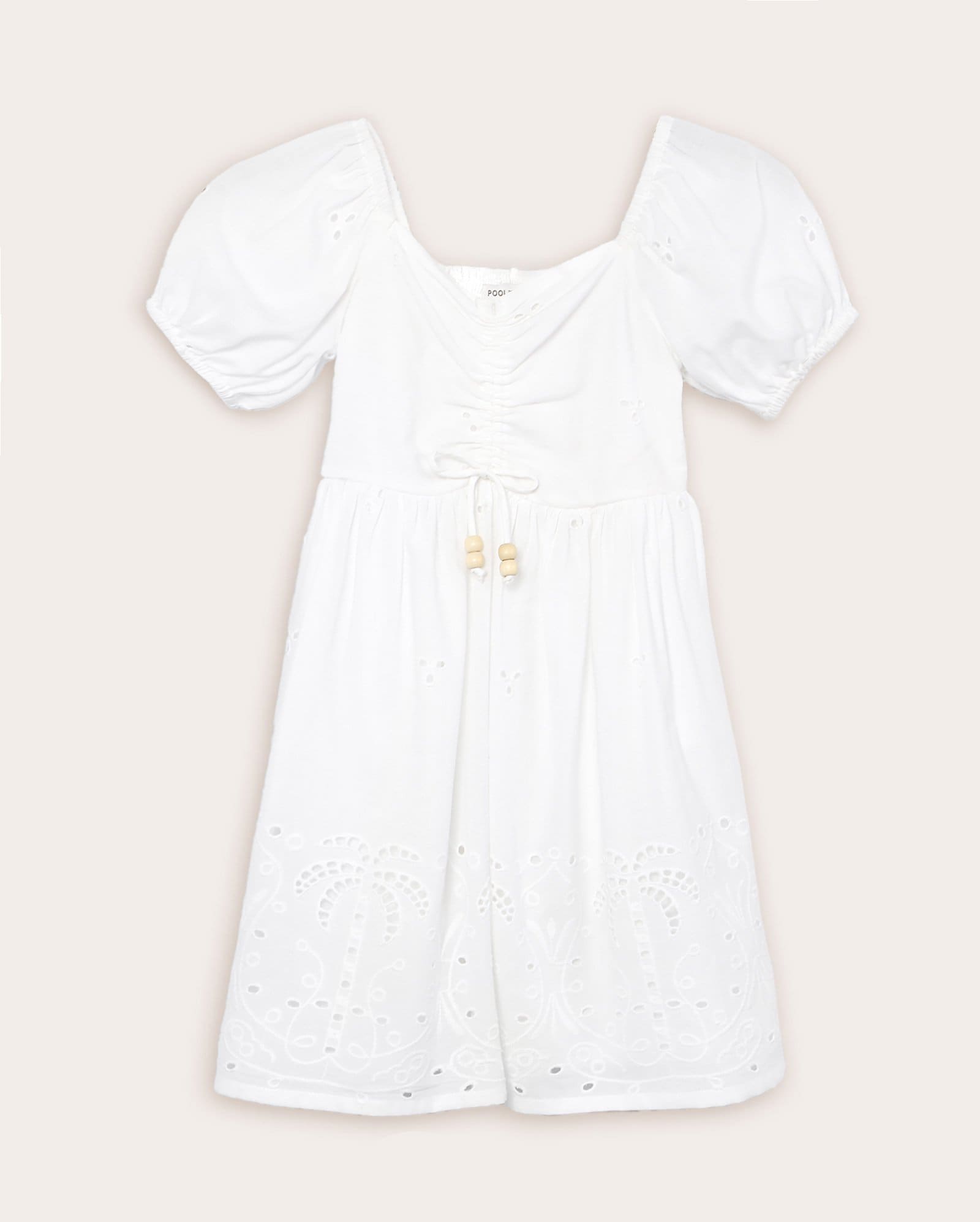 Vestido infantil com bordado em laise 4-10A branco